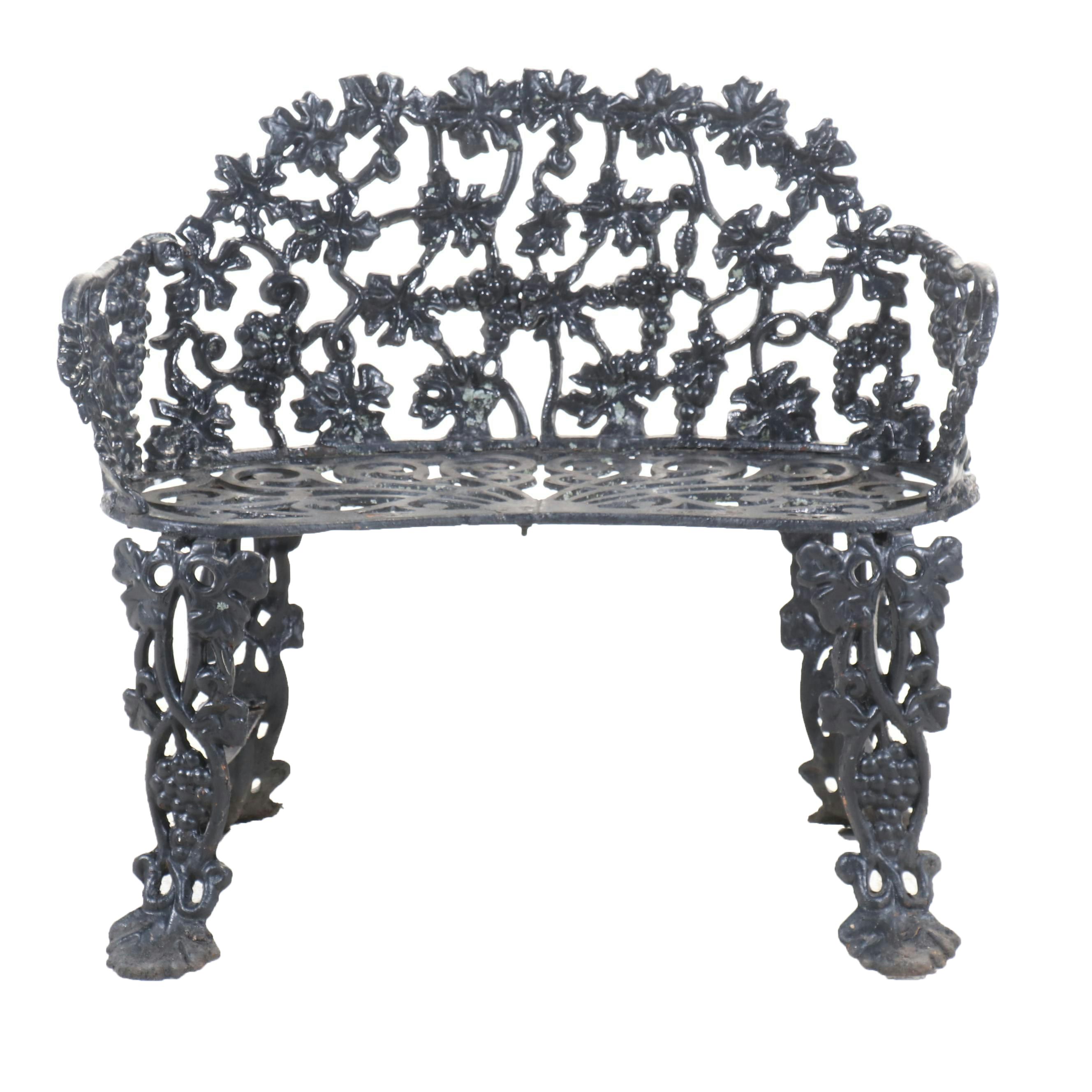 Victorian Style Cast Iron Grapevine Garden Settee