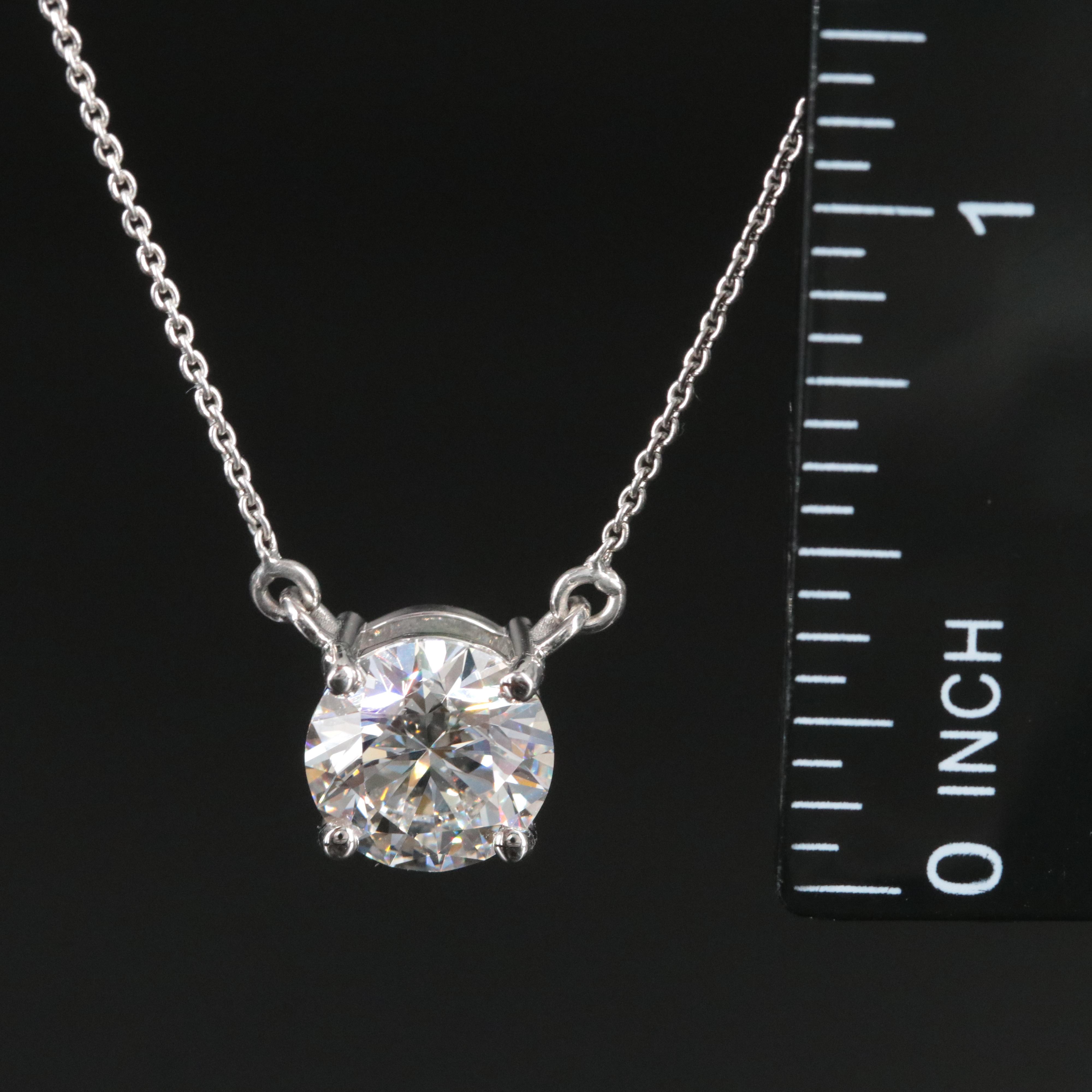 Platinum 3.08 CT Lab Grown Diamond Solitaire Necklace with IGI Report