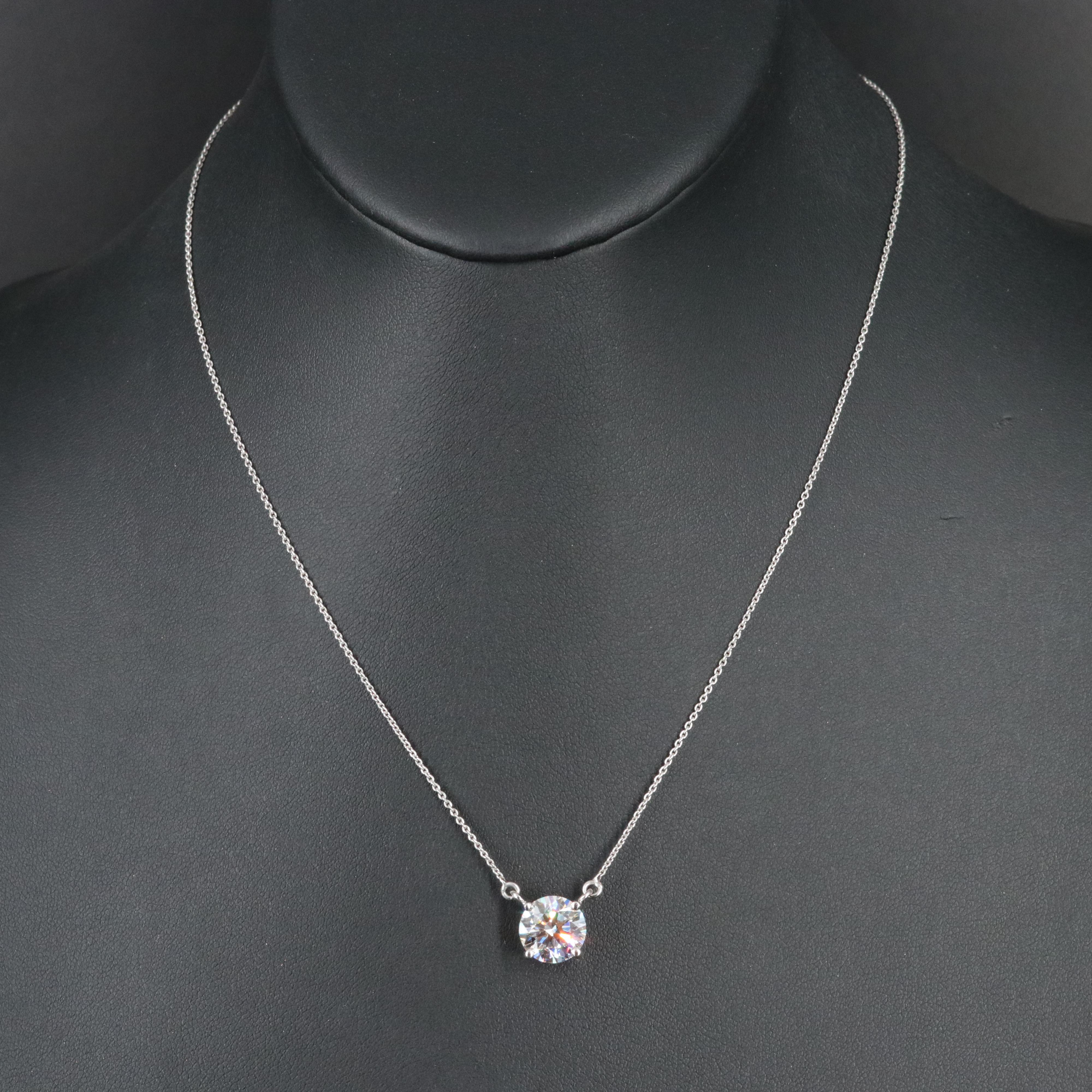Platinum 3.08 CT Lab Grown Diamond Solitaire Necklace with IGI Report