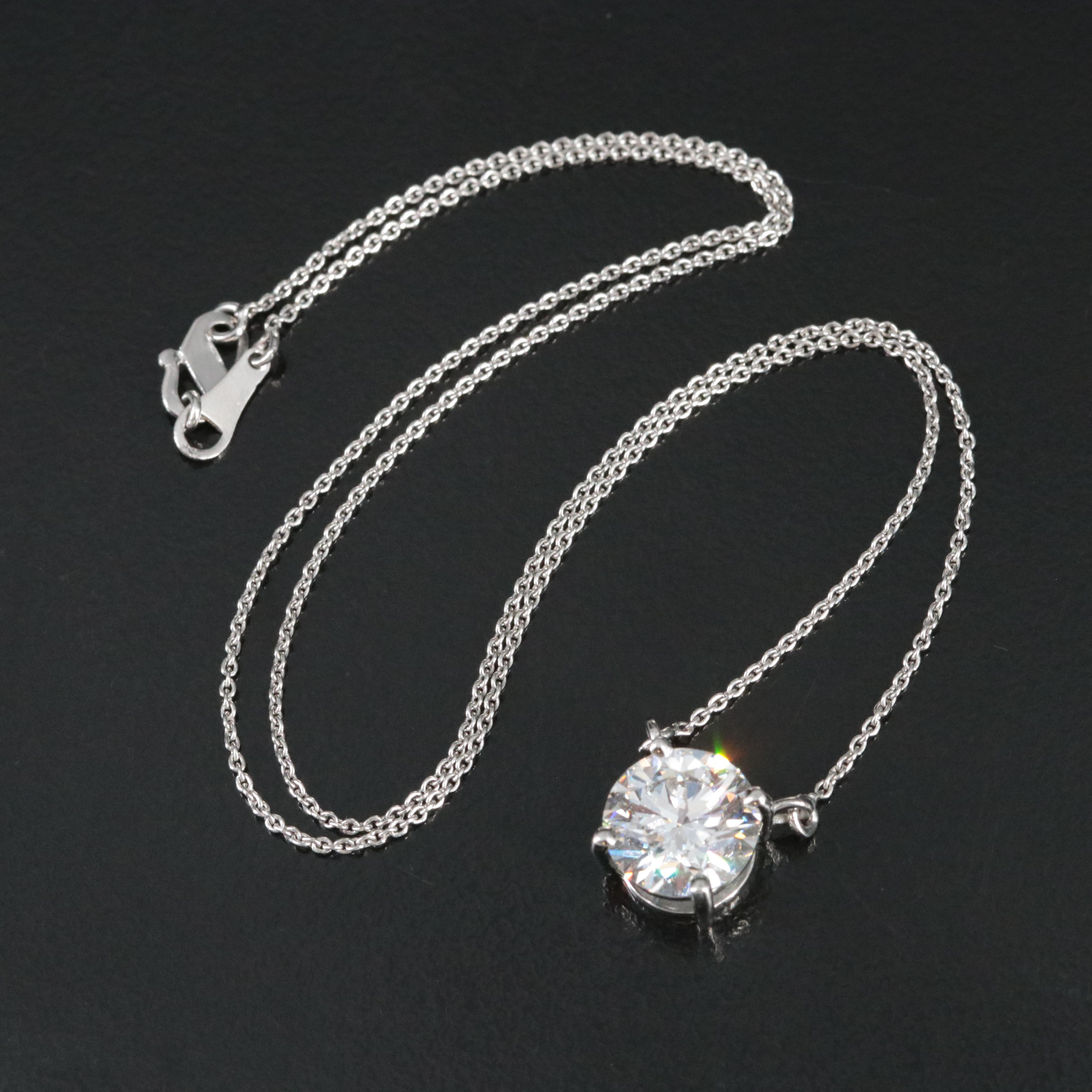 Platinum 3.08 CT Lab Grown Diamond Solitaire Necklace with IGI Report