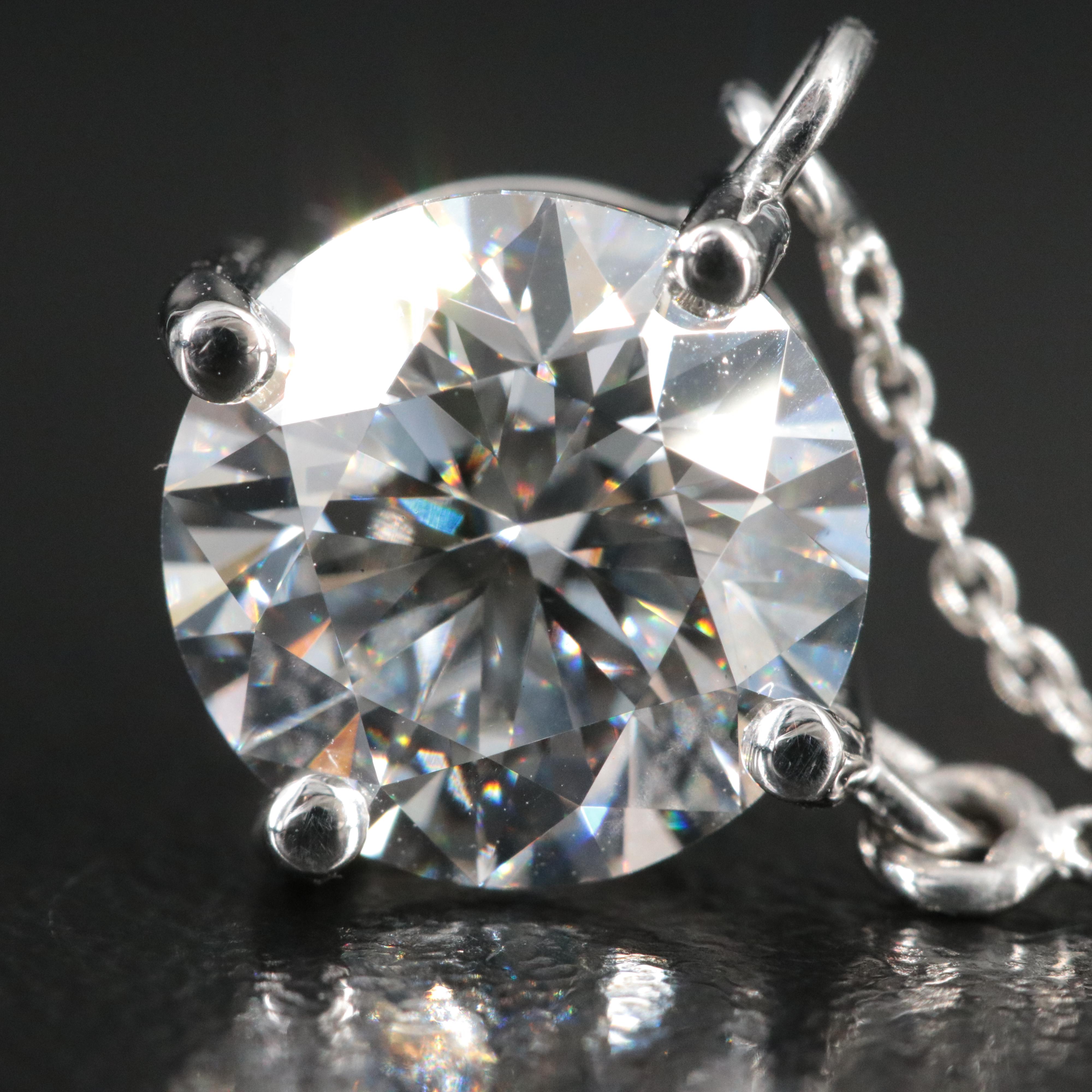 Platinum 3.08 CT Lab Grown Diamond Solitaire Necklace with IGI Report