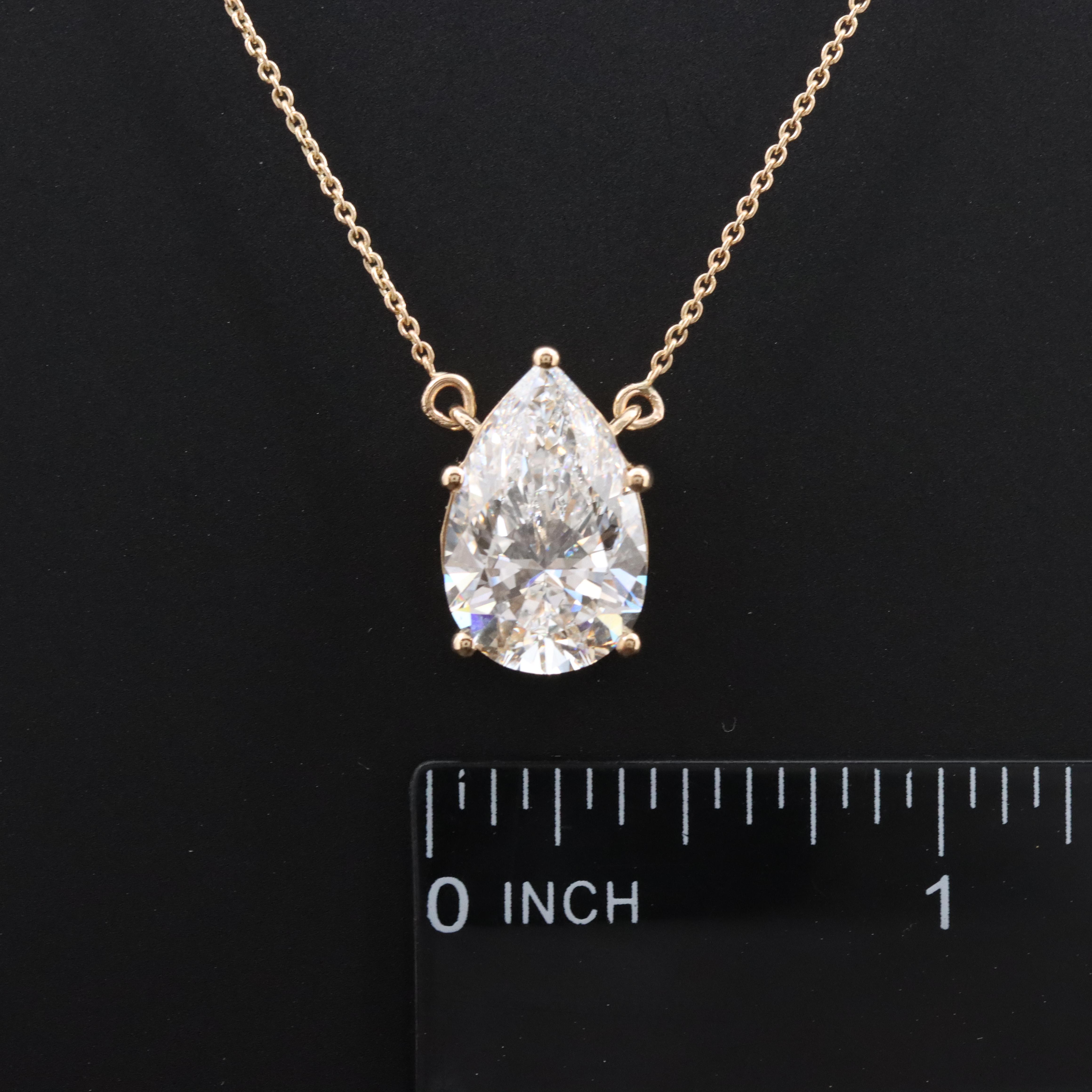 18K 5.69 CT Lab Grown Diamond Solitaire Necklace with IGI Report