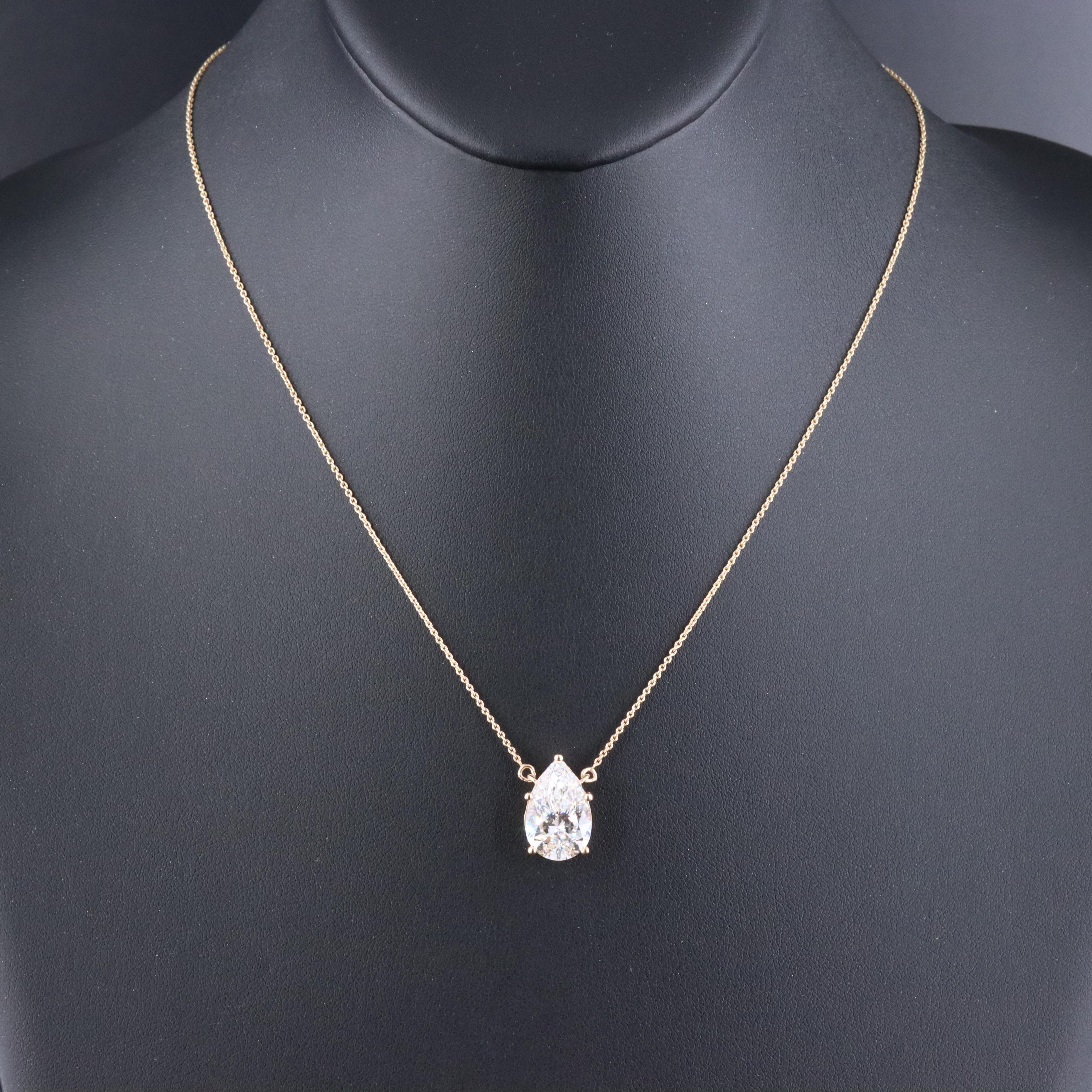 18K 5.69 CT Lab Grown Diamond Solitaire Necklace with IGI Report