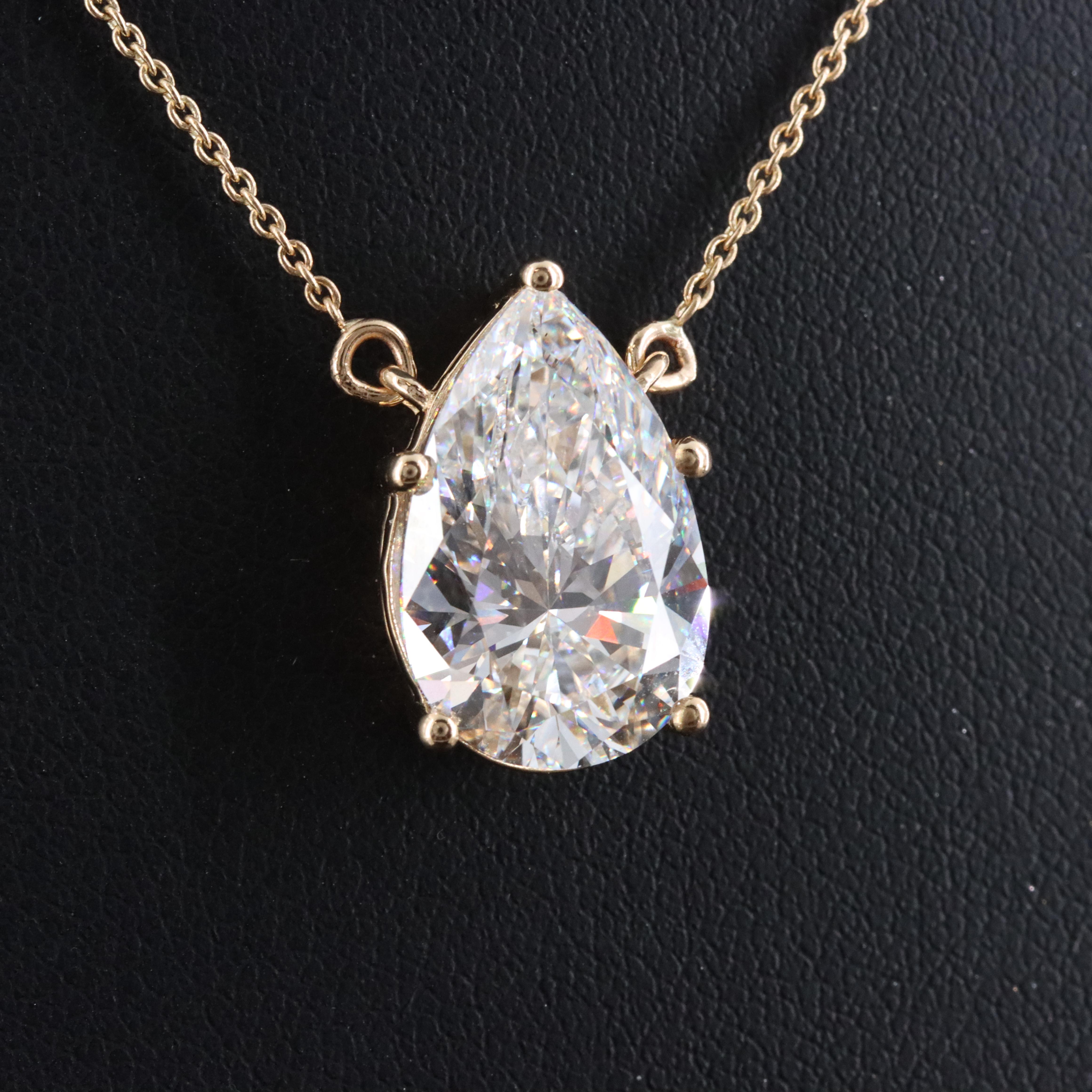 18K 5.69 CT Lab Grown Diamond Solitaire Necklace with IGI Report