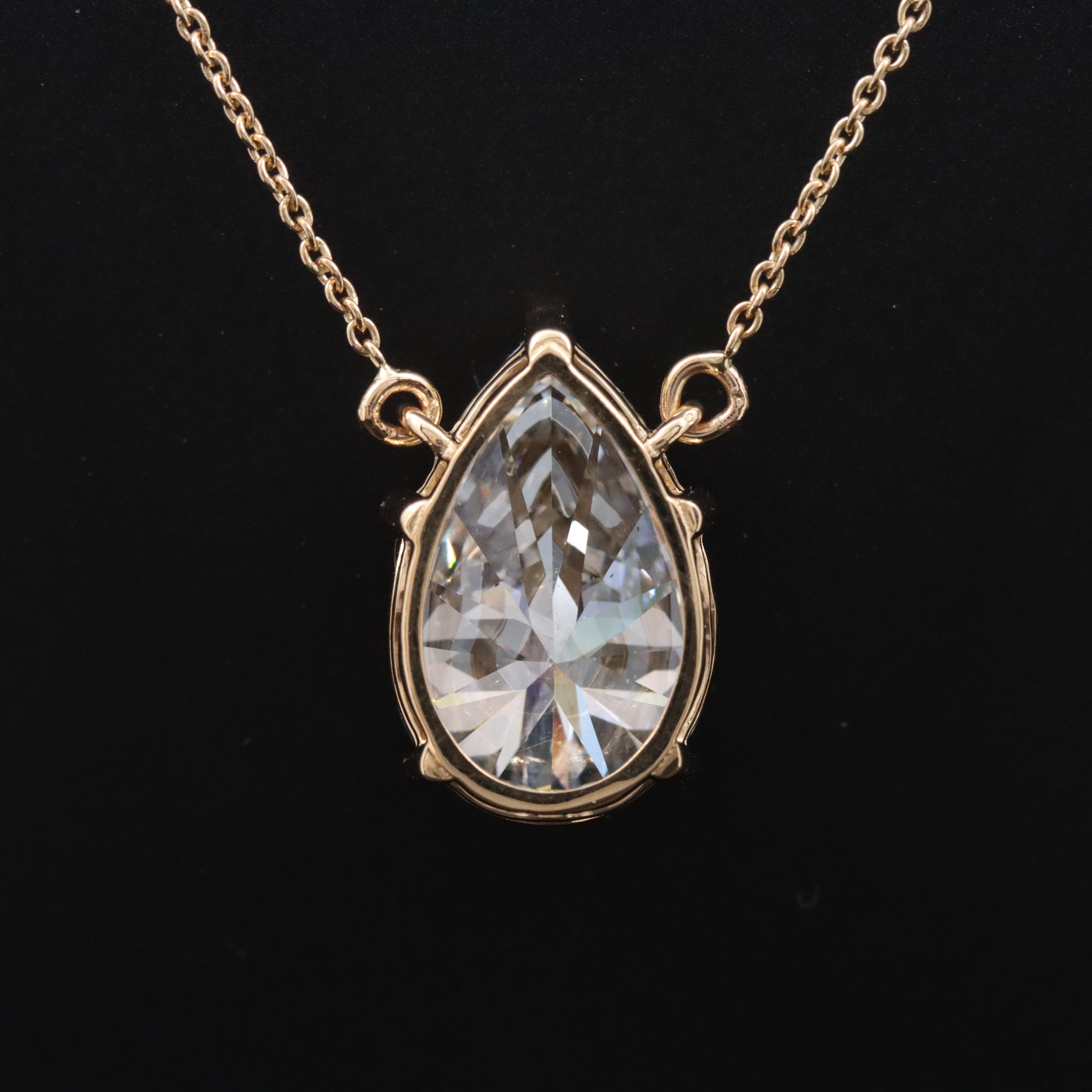 18K 5.69 CT Lab Grown Diamond Solitaire Necklace with IGI Report