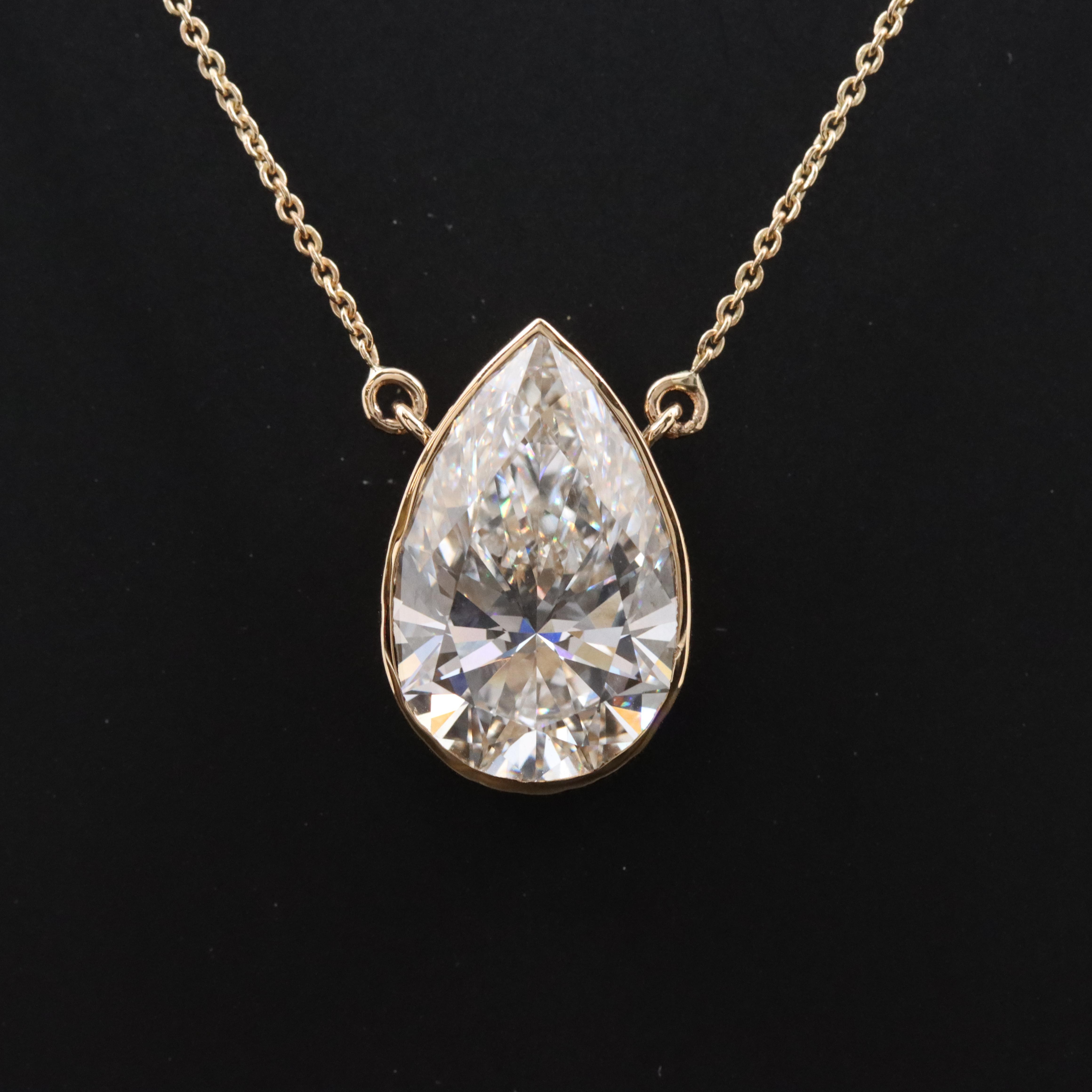 18K 6.82 CT Lab Grown Diamond Solitaire Necklace with IGI Report