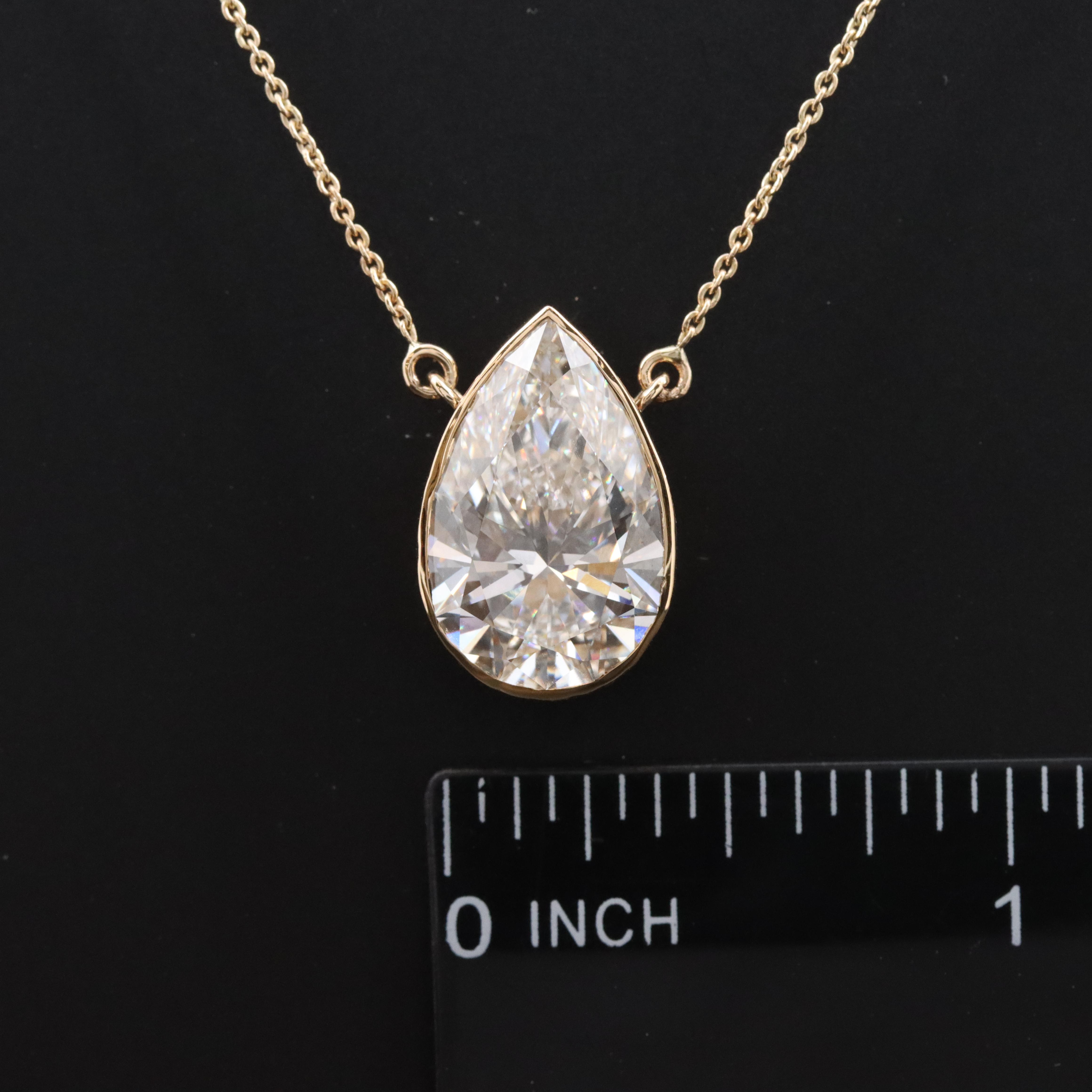 18K 6.82 CT Lab Grown Diamond Solitaire Necklace with IGI Report