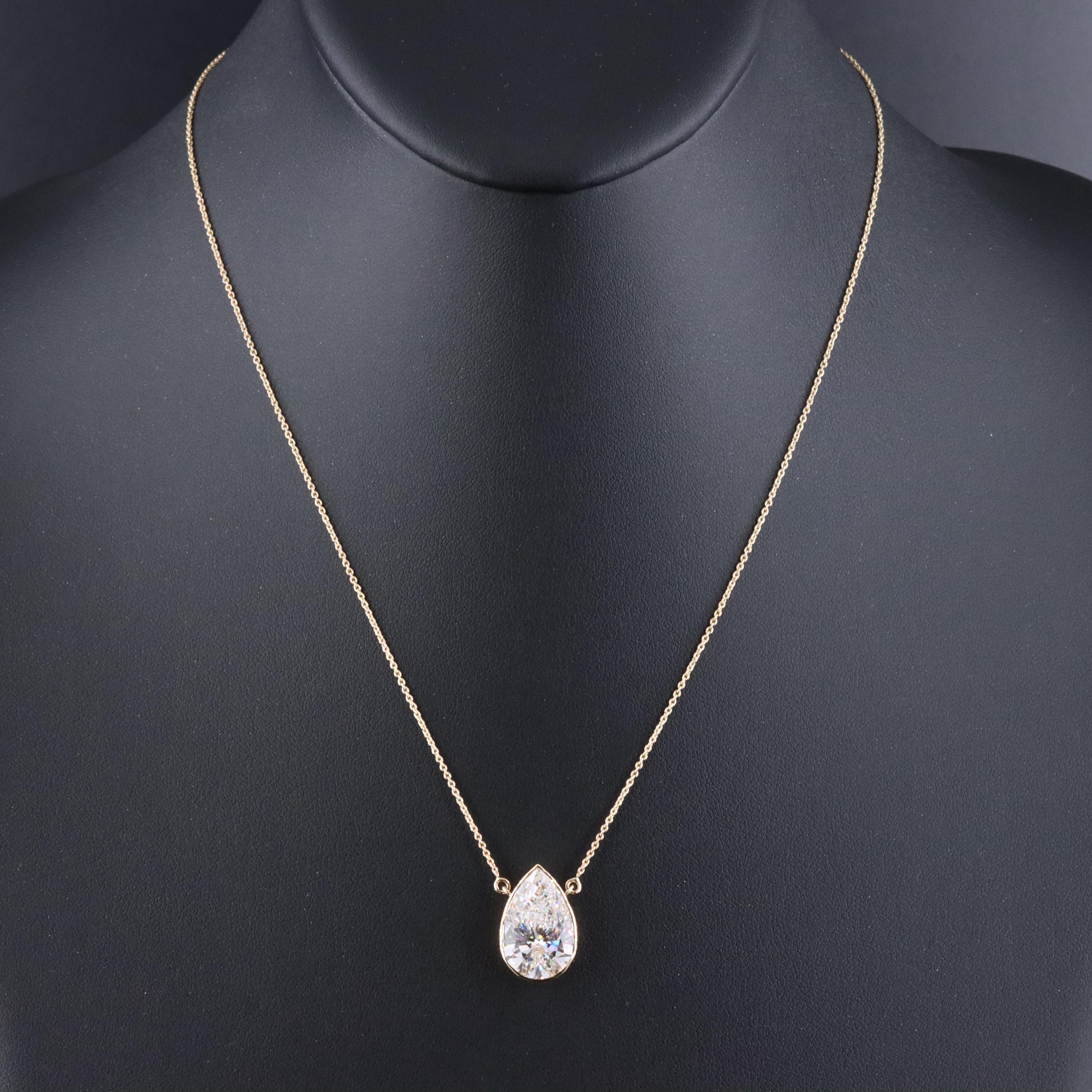 18K 6.82 CT Lab Grown Diamond Solitaire Necklace with IGI Report