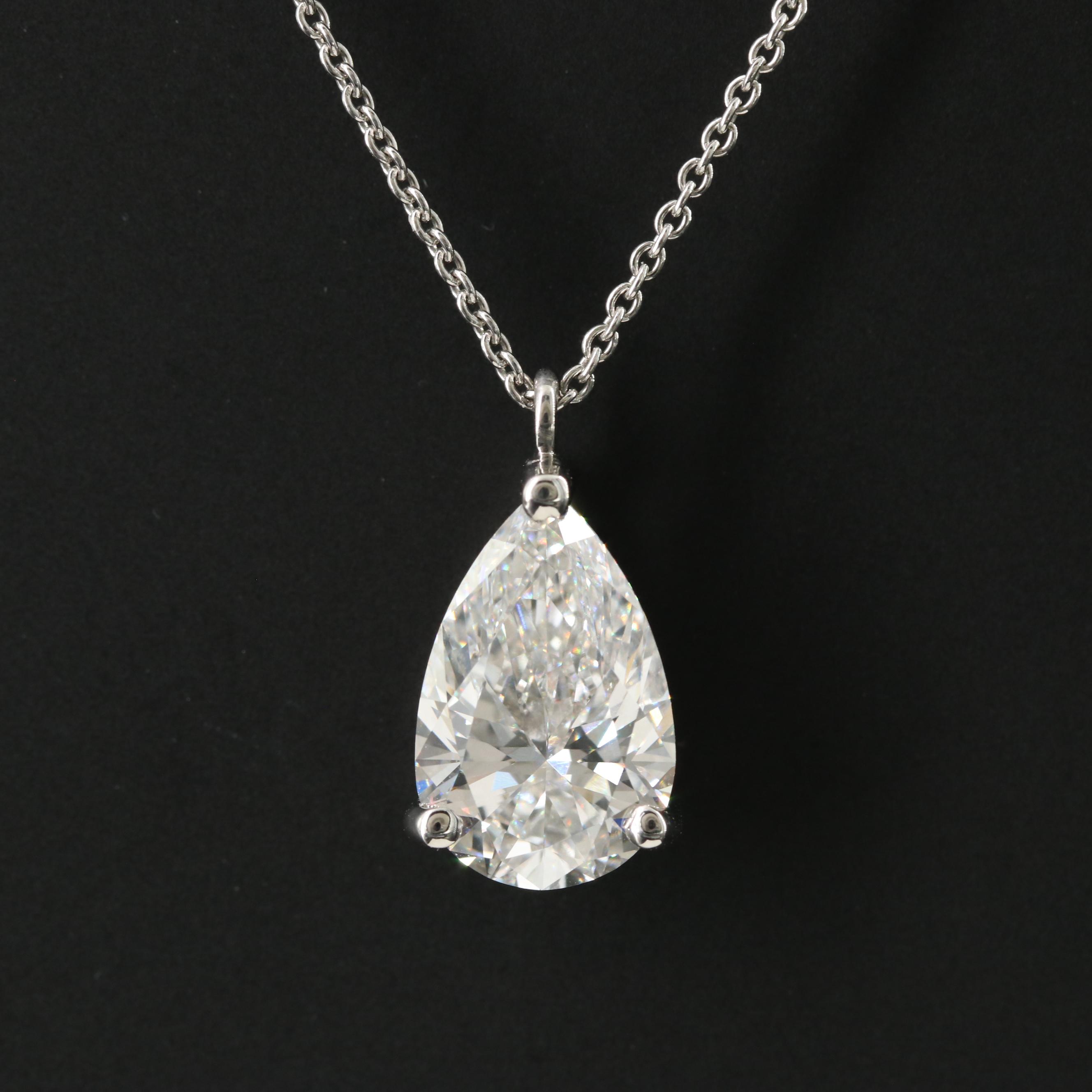 Platinum 3.03 CT Lab Grown Diamond Solitaire Necklace with IGI Report