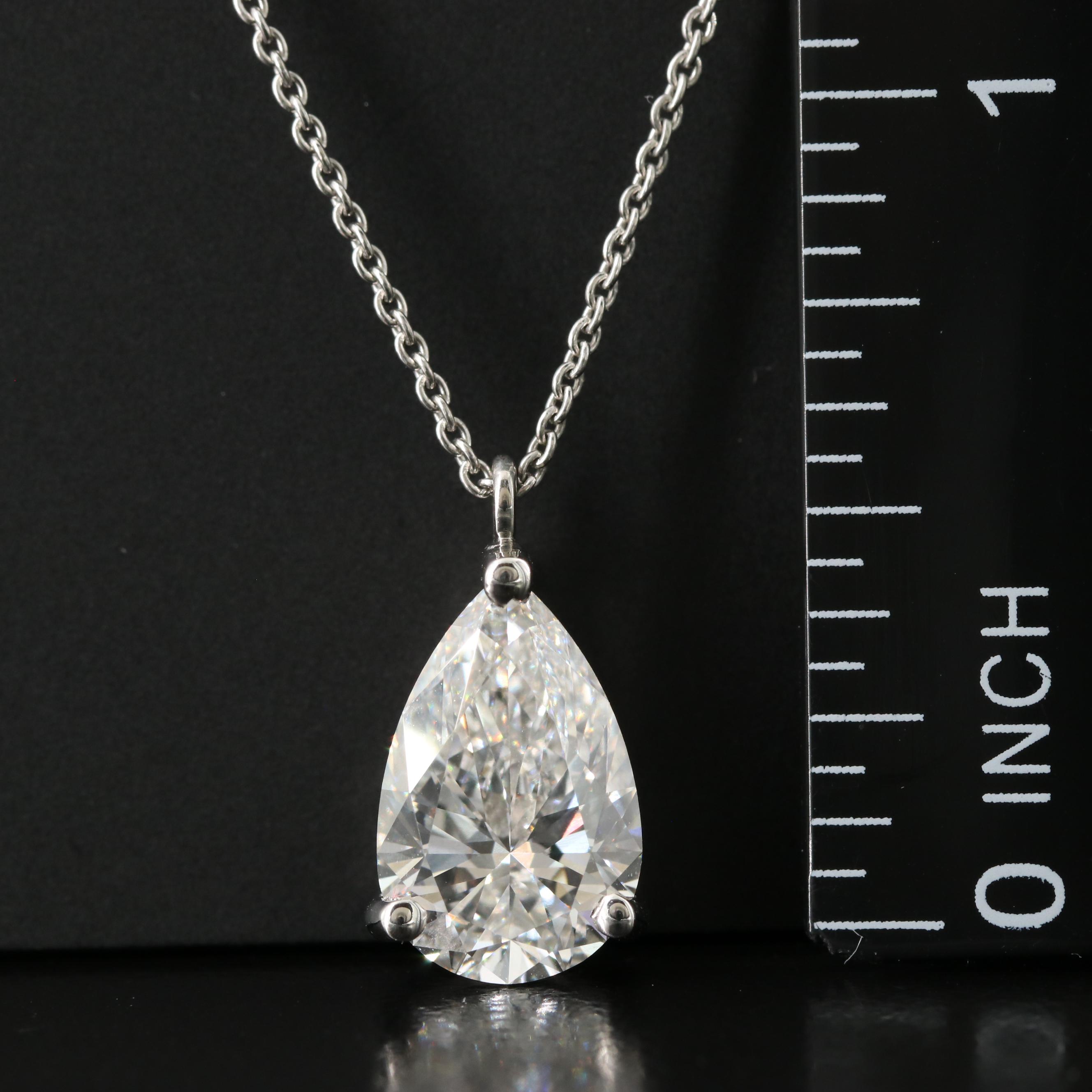 Platinum 3.03 CT Lab Grown Diamond Solitaire Necklace with IGI Report