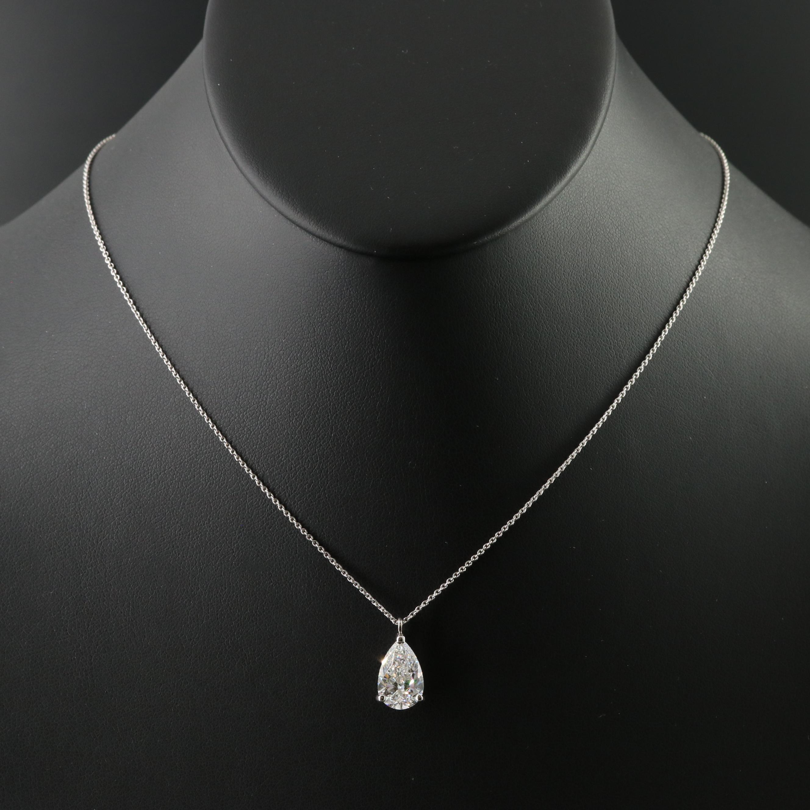 Platinum 3.03 CT Lab Grown Diamond Solitaire Necklace with IGI Report