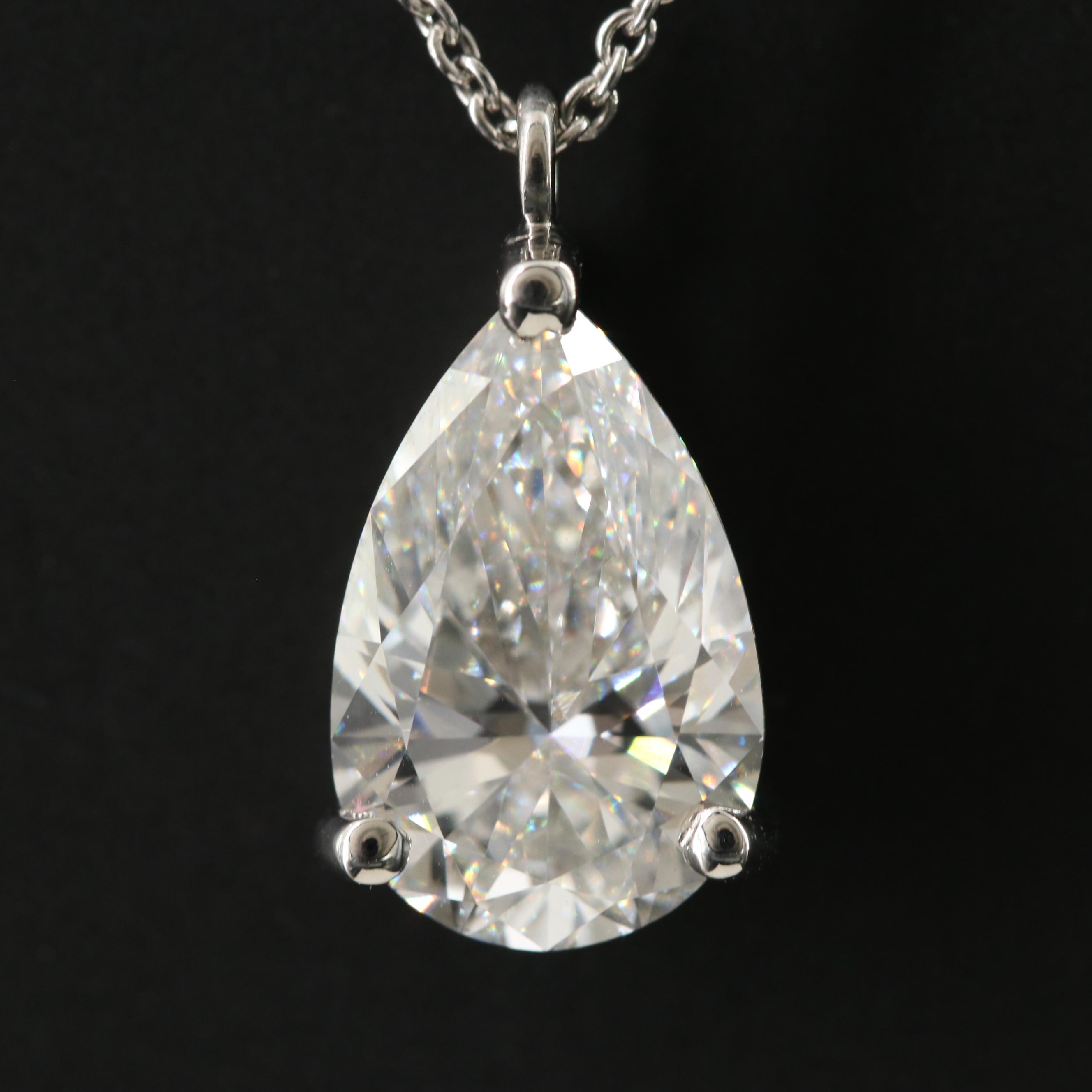 Platinum 3.03 CT Lab Grown Diamond Solitaire Necklace with IGI Report