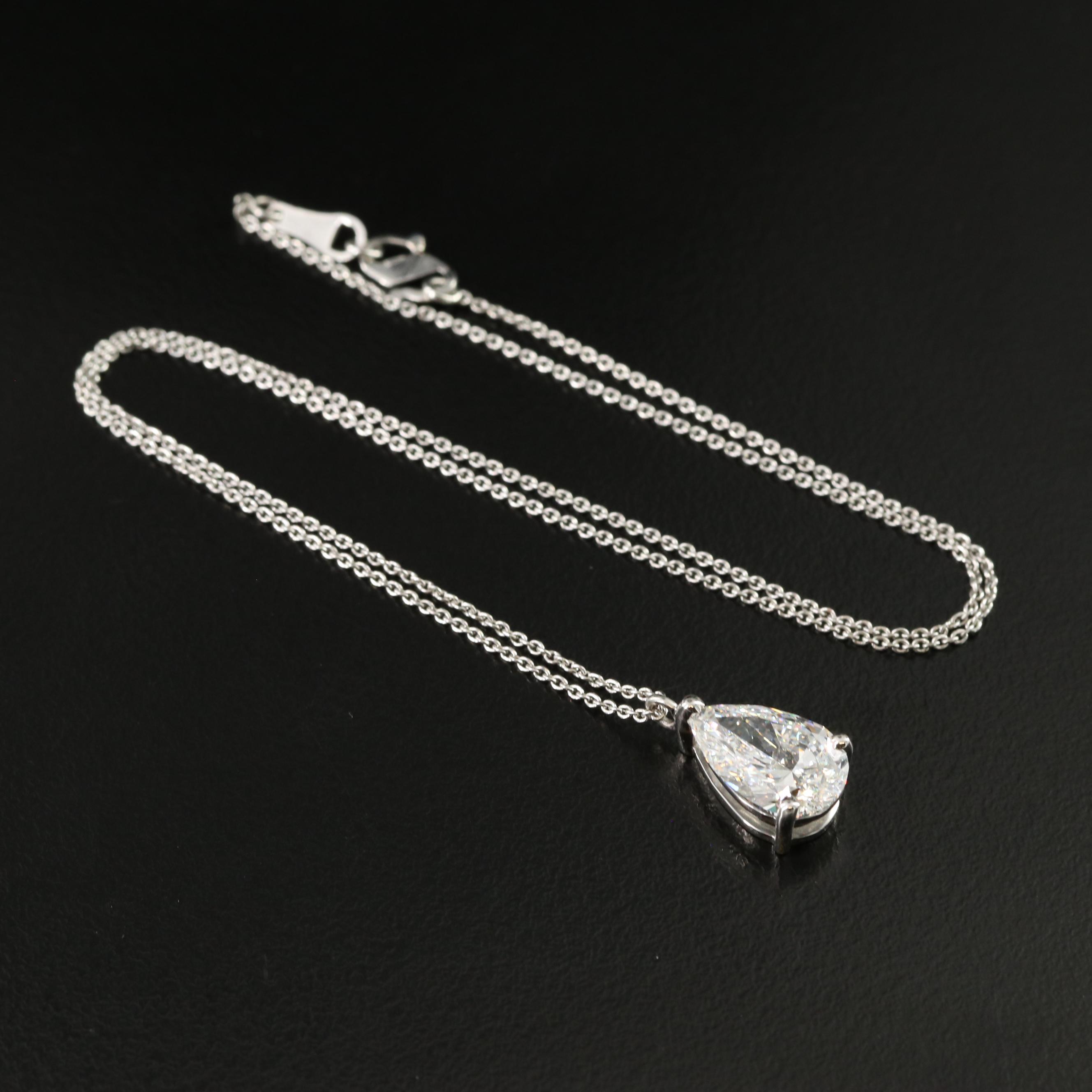 Platinum 3.03 CT Lab Grown Diamond Solitaire Necklace with IGI Report