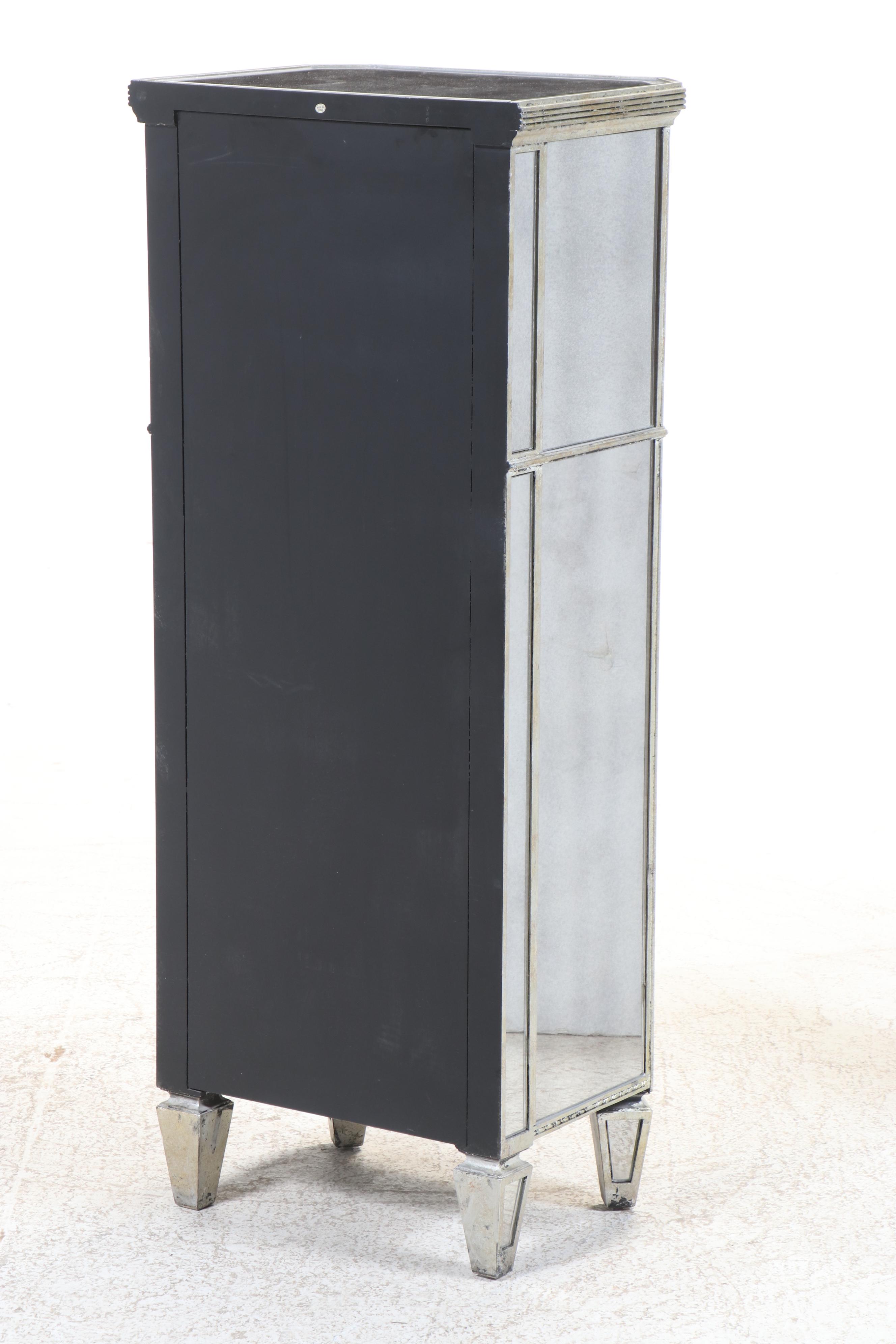 Neoclassical Style Mirror-Clad Lingerie Chest and Jewelry Armoire