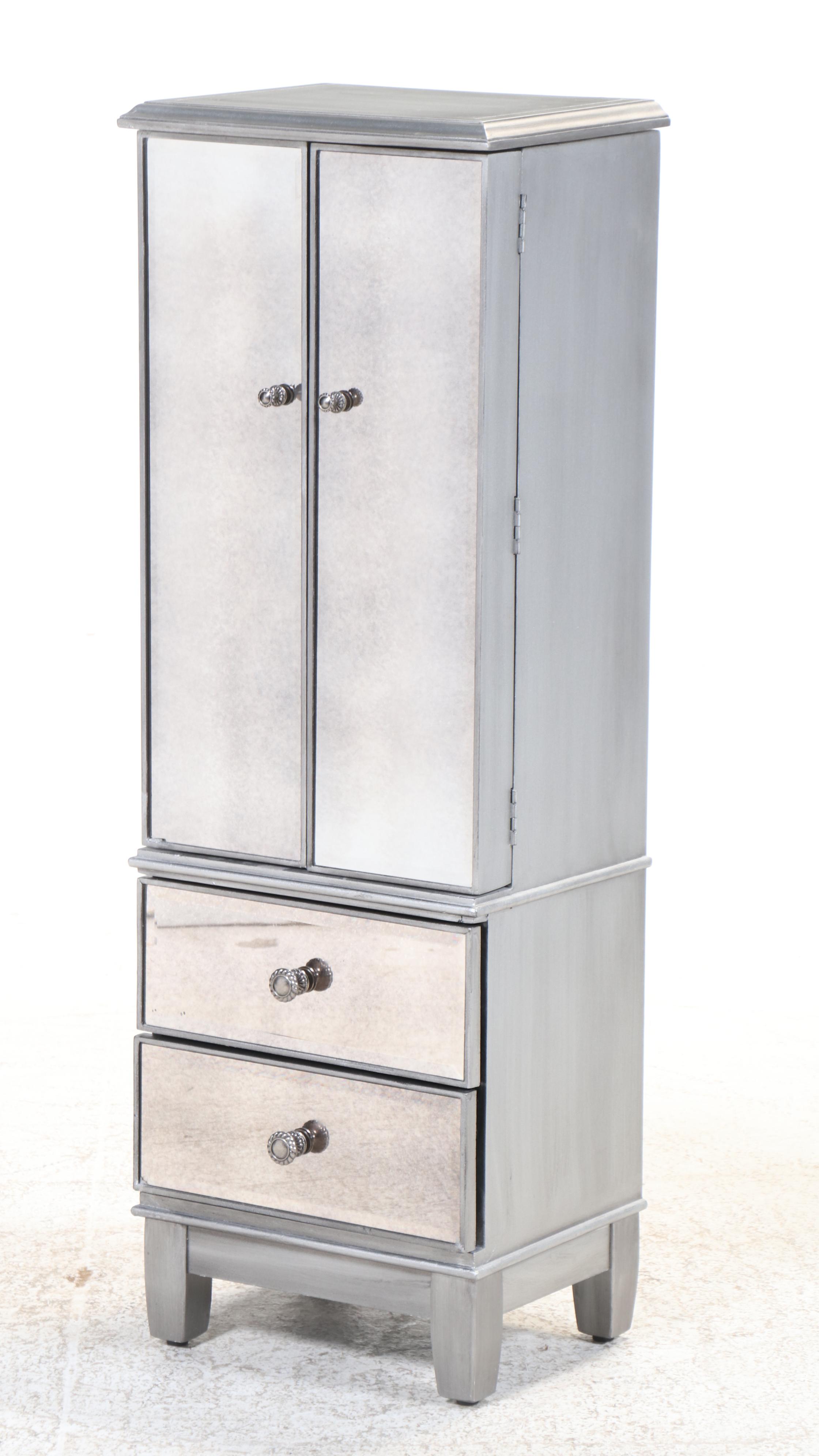 Neoclassical Style Mirror-Clad Lingerie Chest and Jewelry Armoire