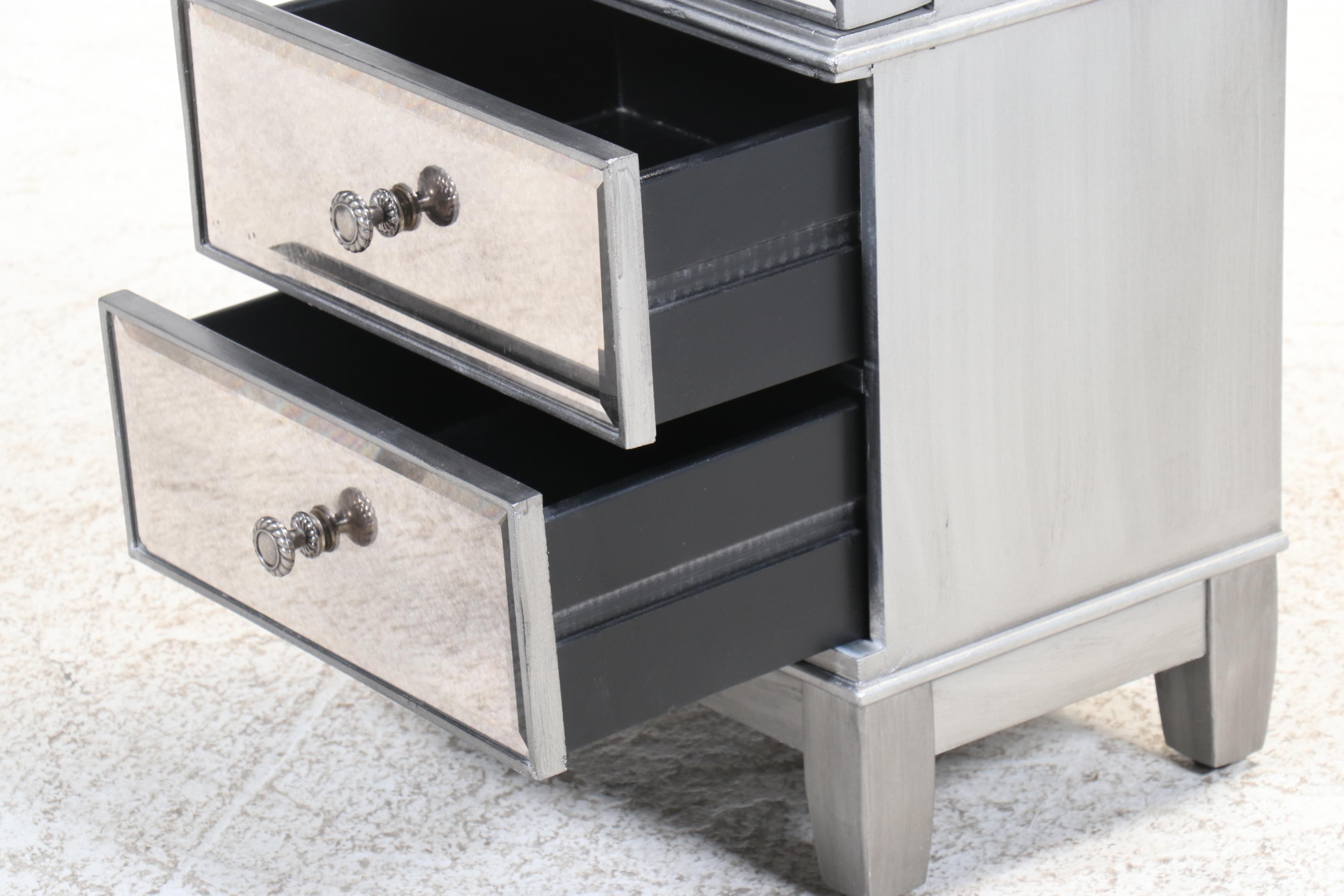 Neoclassical Style Mirror-Clad Lingerie Chest and Jewelry Armoire