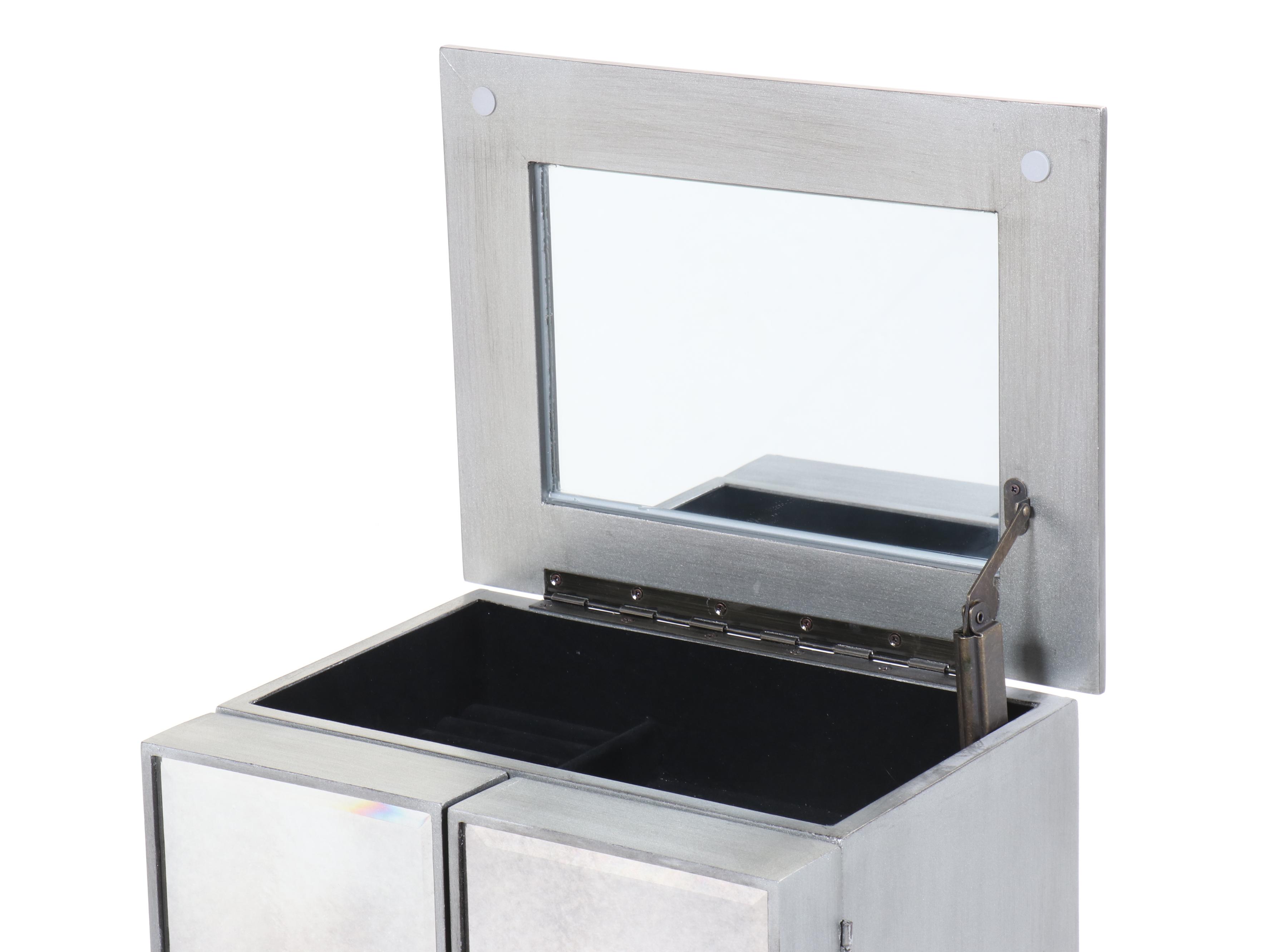 Neoclassical Style Mirror-Clad Lingerie Chest and Jewelry Armoire