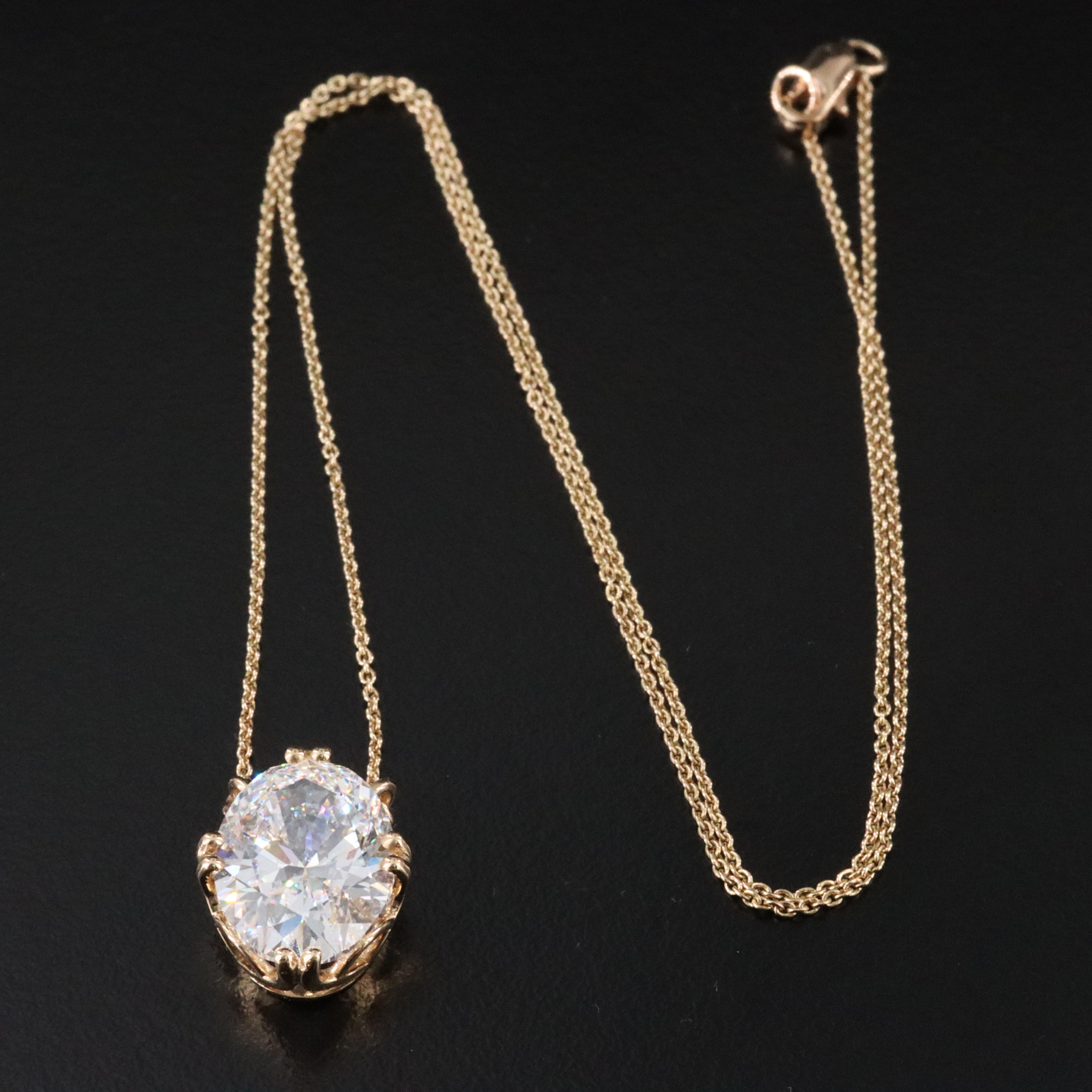18K 5.87 CT Lab Grown Diamond Solitaire Necklace with IGI Report