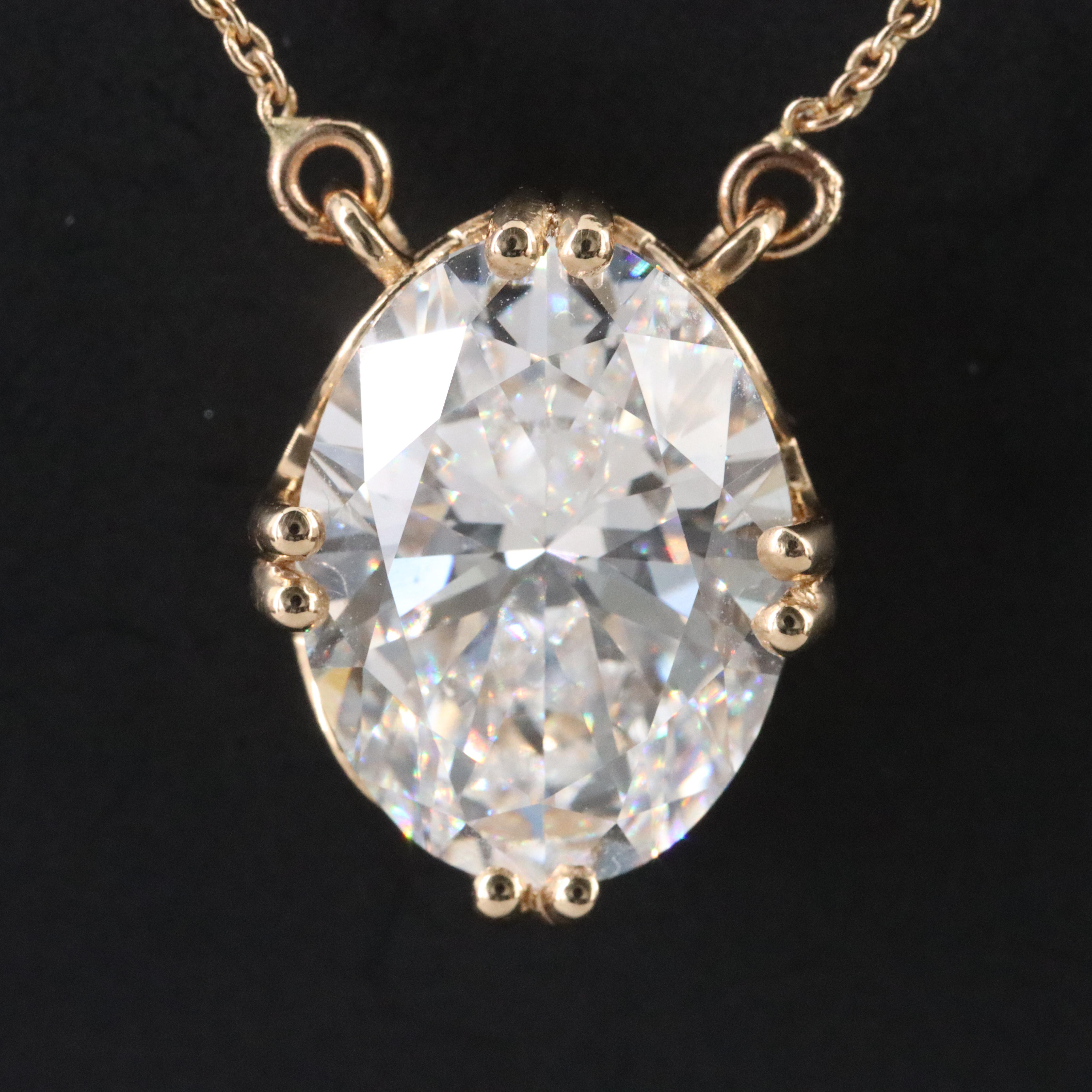 18K 5.87 CT Lab Grown Diamond Solitaire Necklace with IGI Report