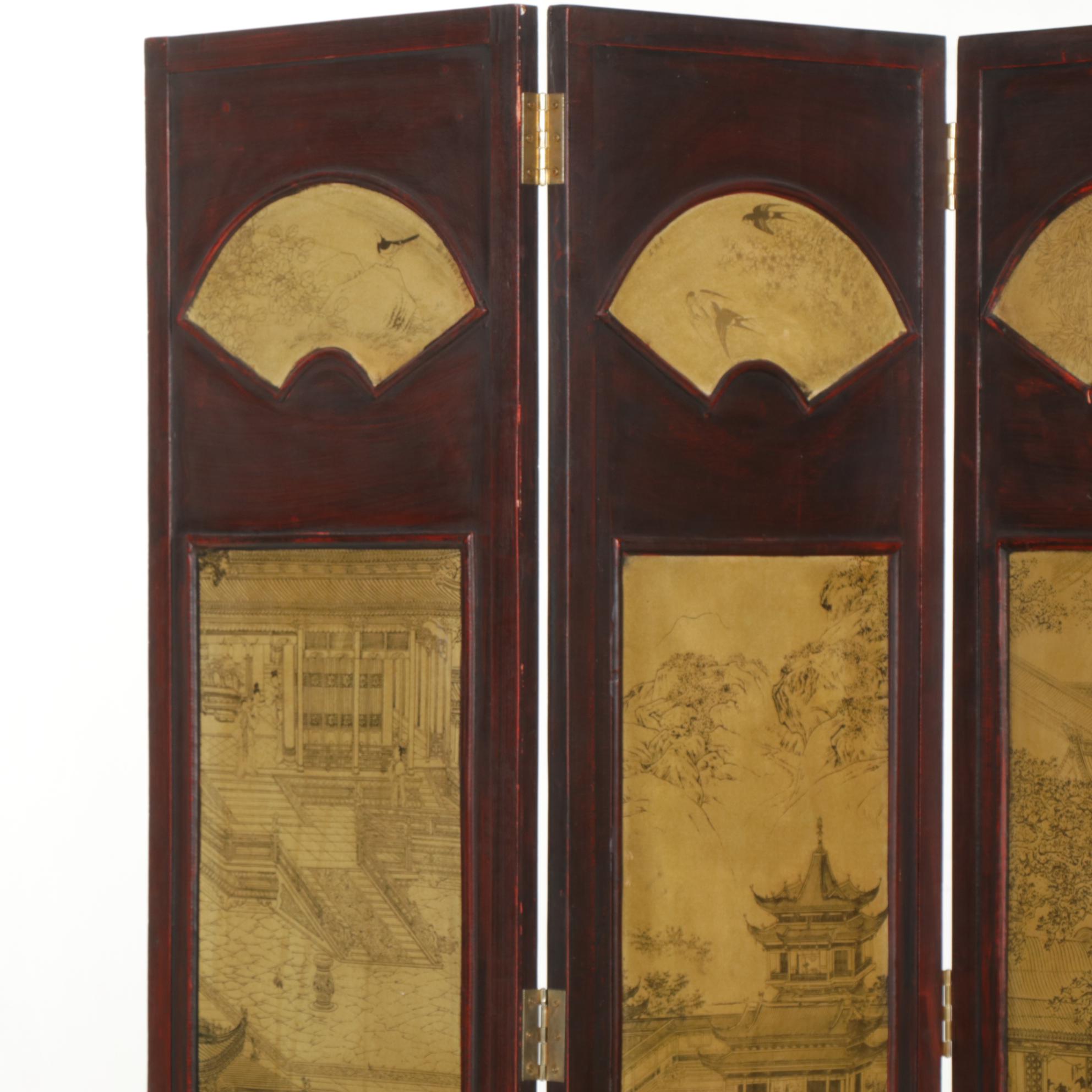 Chinese Style Four  Panel Room Screen, Late 20th to 21st Century