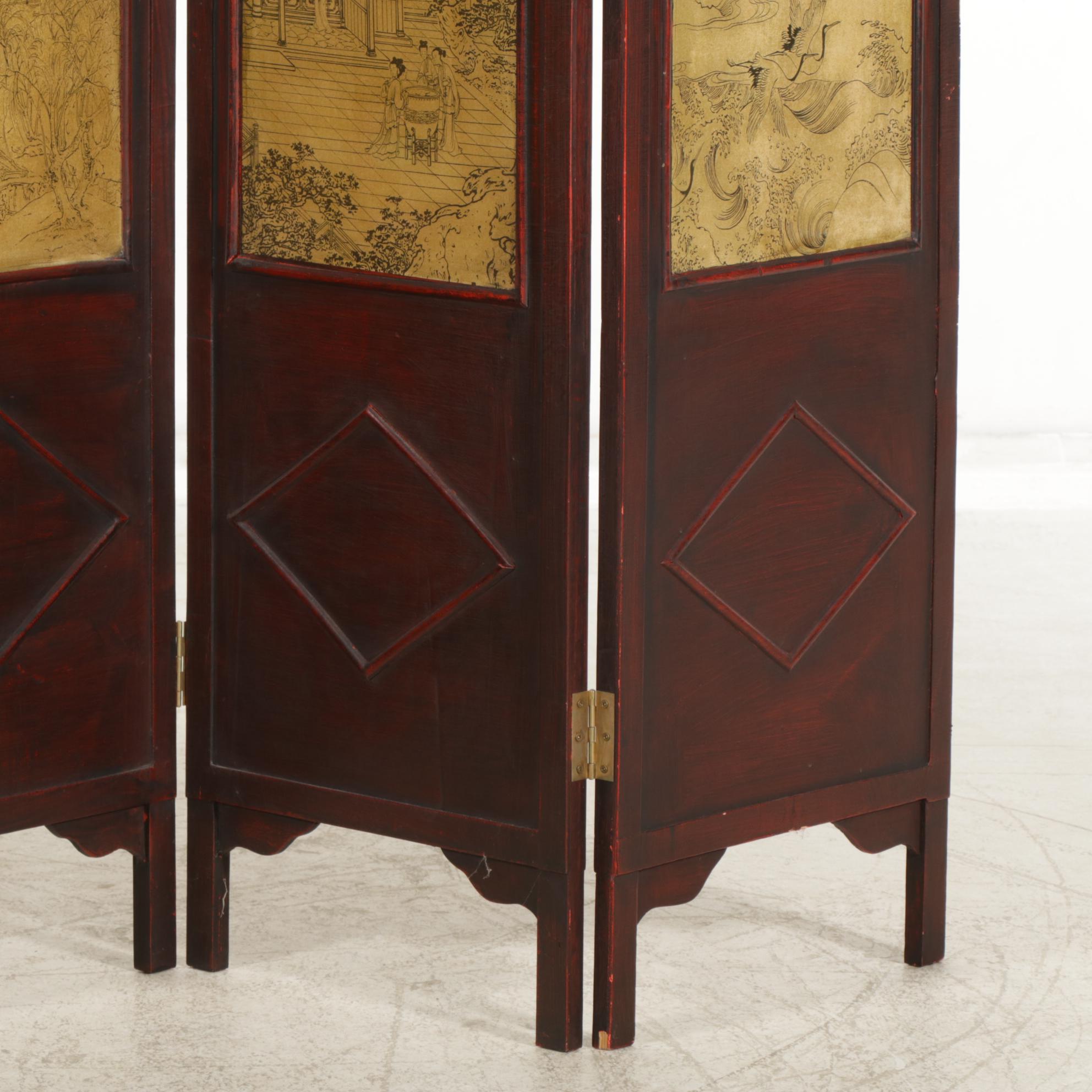 Chinese Style Four  Panel Room Screen, Late 20th to 21st Century