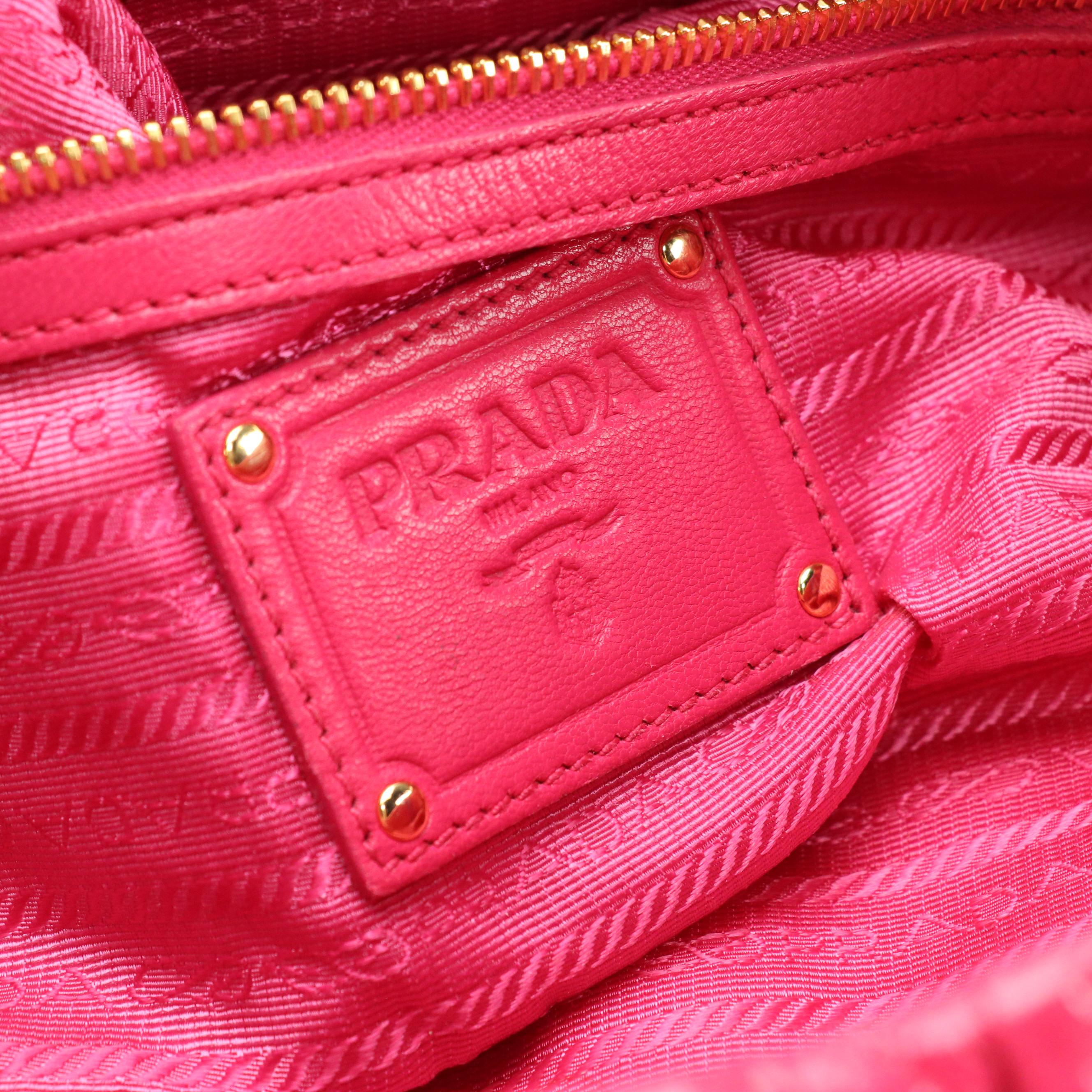 Prada Pink Gaufre Patent Leather Vernice Flap Shoulder Bag with Chain Link Strap