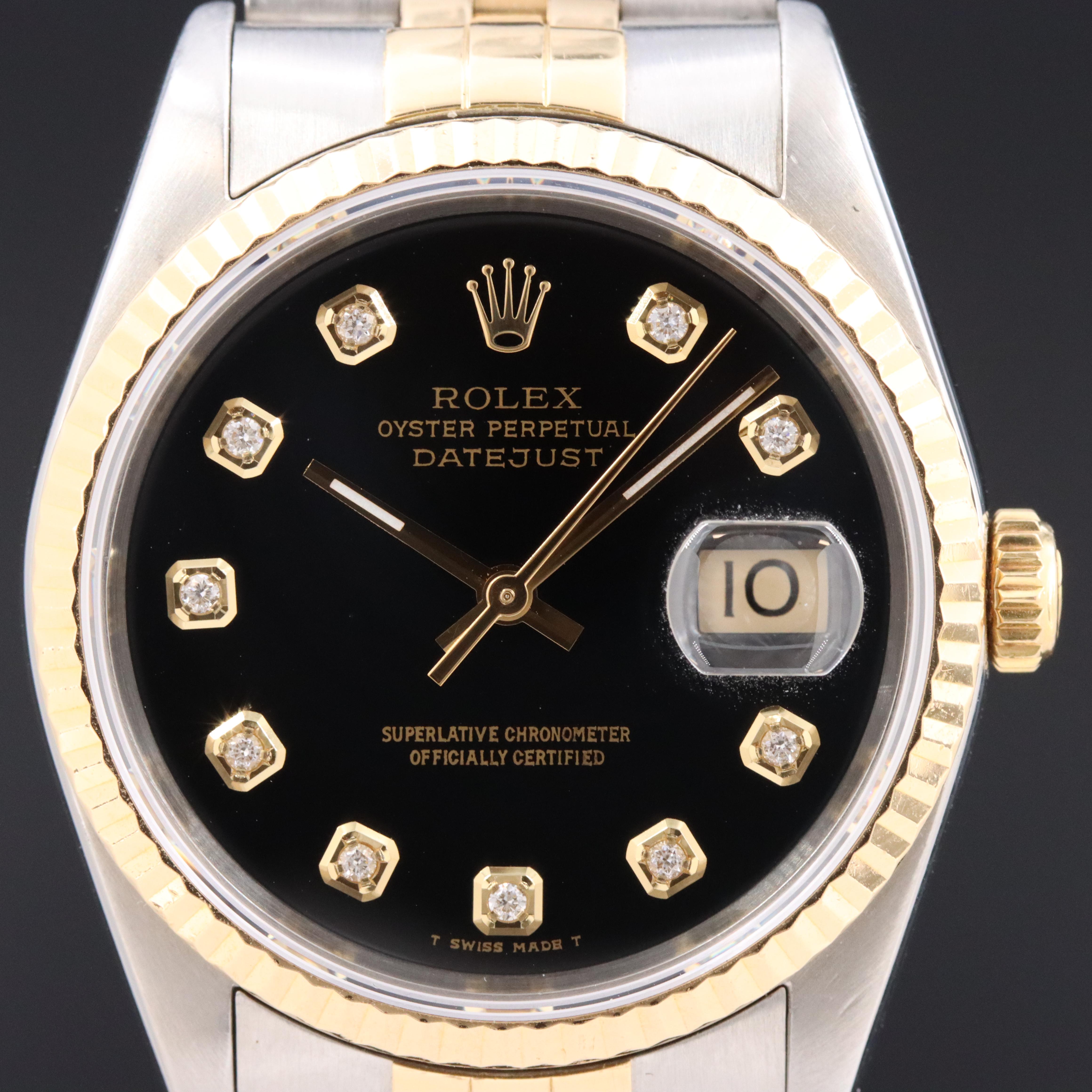 Rolex Datejust 16233 Custom Diamond 36mm Two-Tone 18K & Steel Automatic Watch