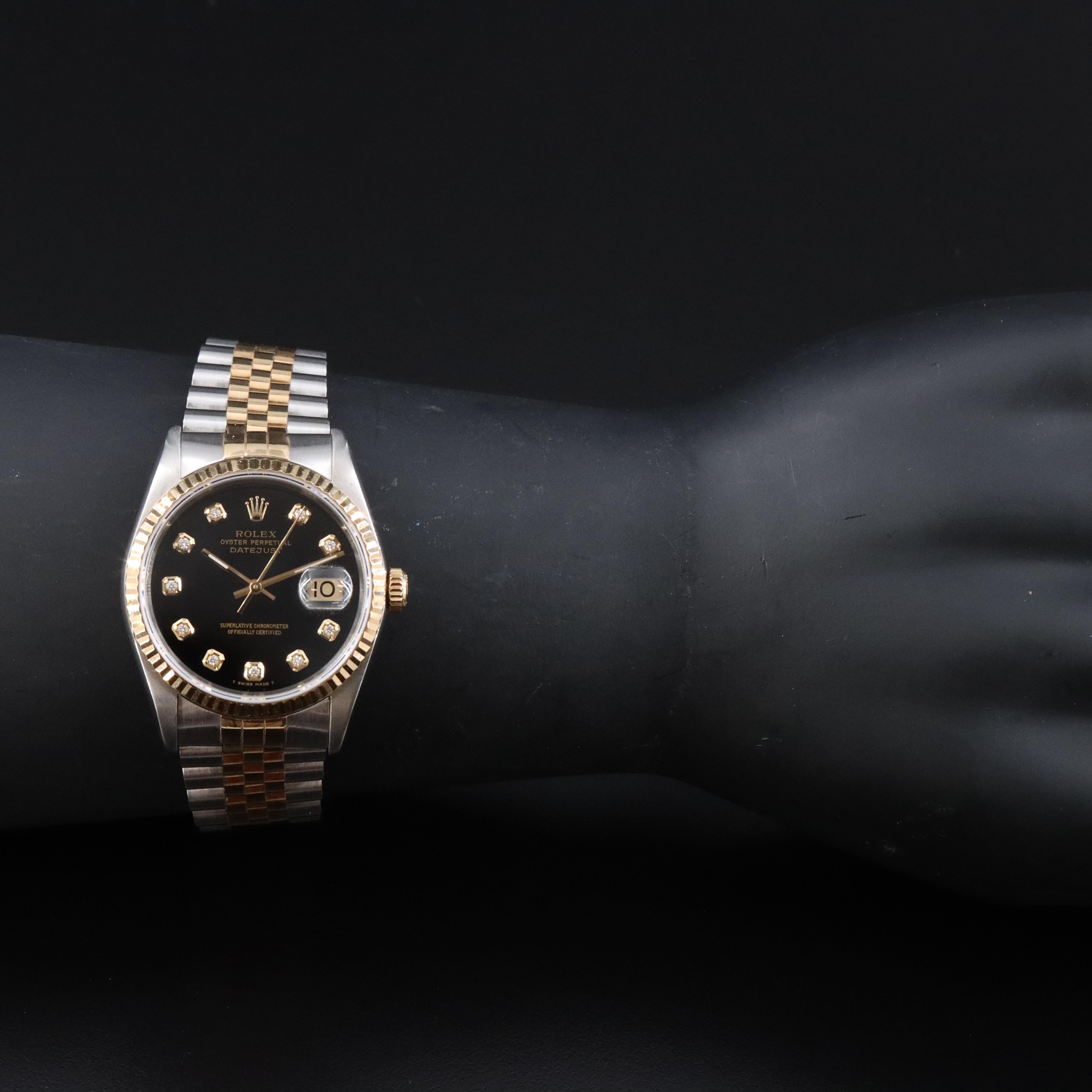 Rolex Datejust 16233 Custom Diamond 36mm Two-Tone 18K & Steel Automatic Watch