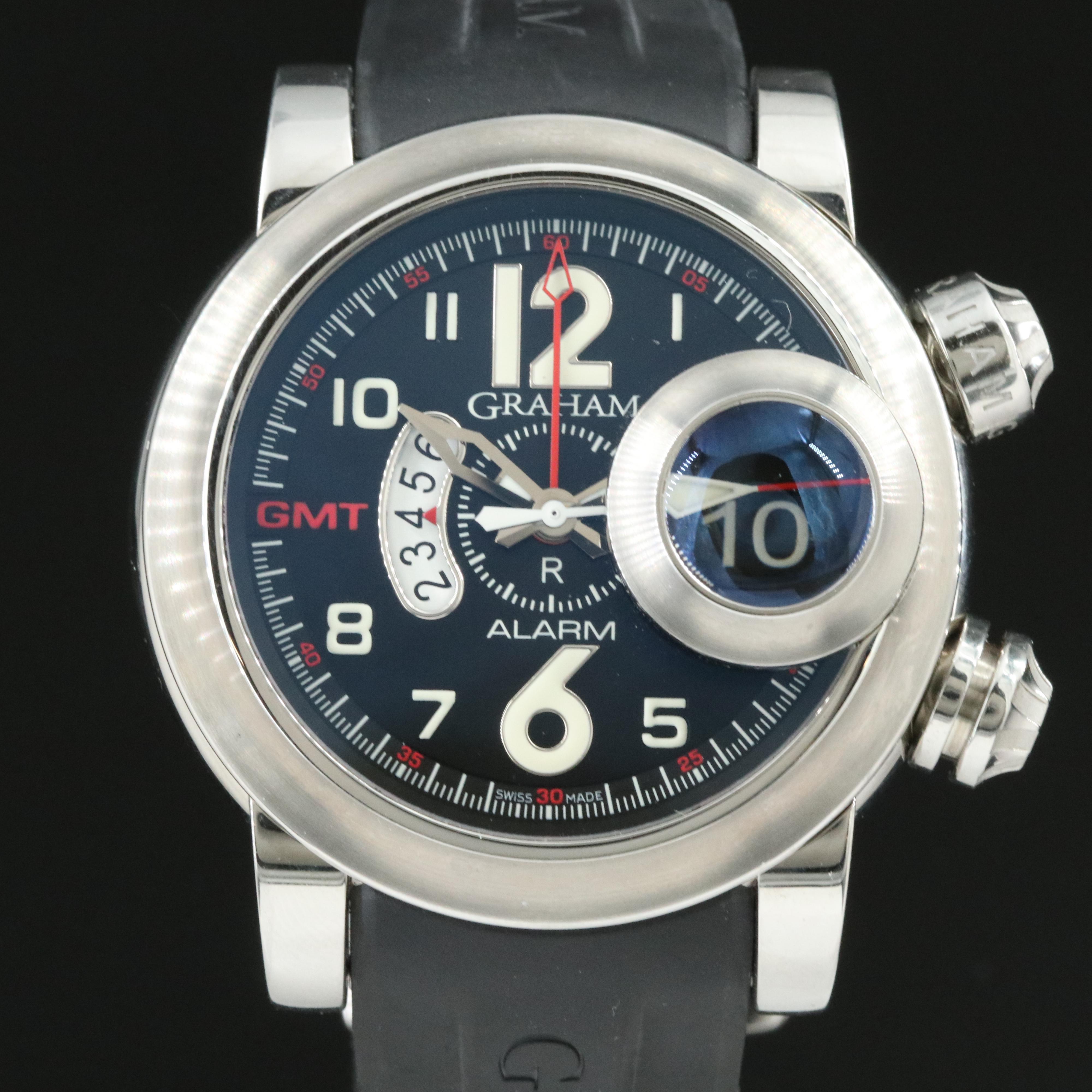 Graham Swordfish Grillo Alarm GMT Black 46mm Steel Automatic Watch