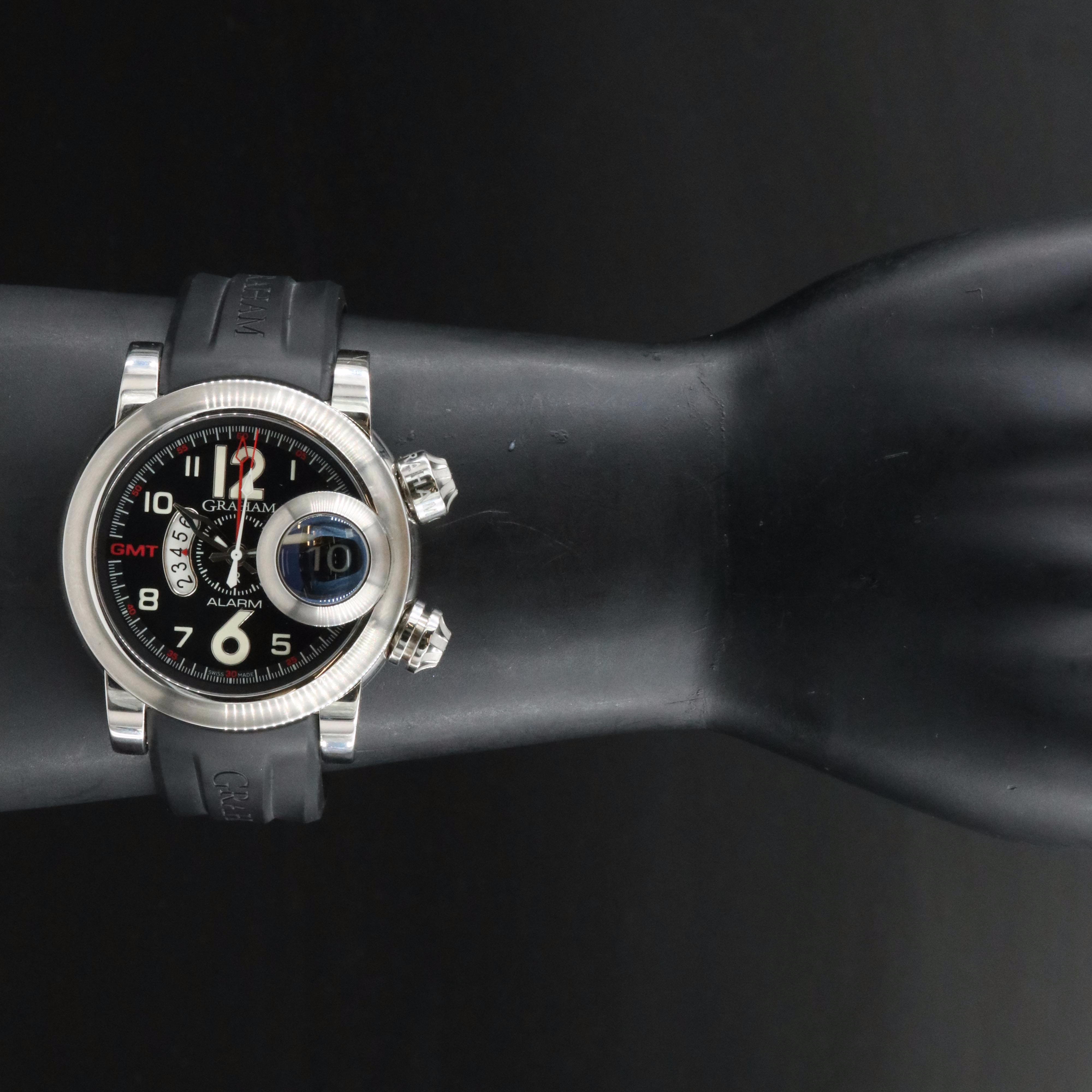 Graham Swordfish Grillo Alarm GMT Black 46mm Steel Automatic Watch