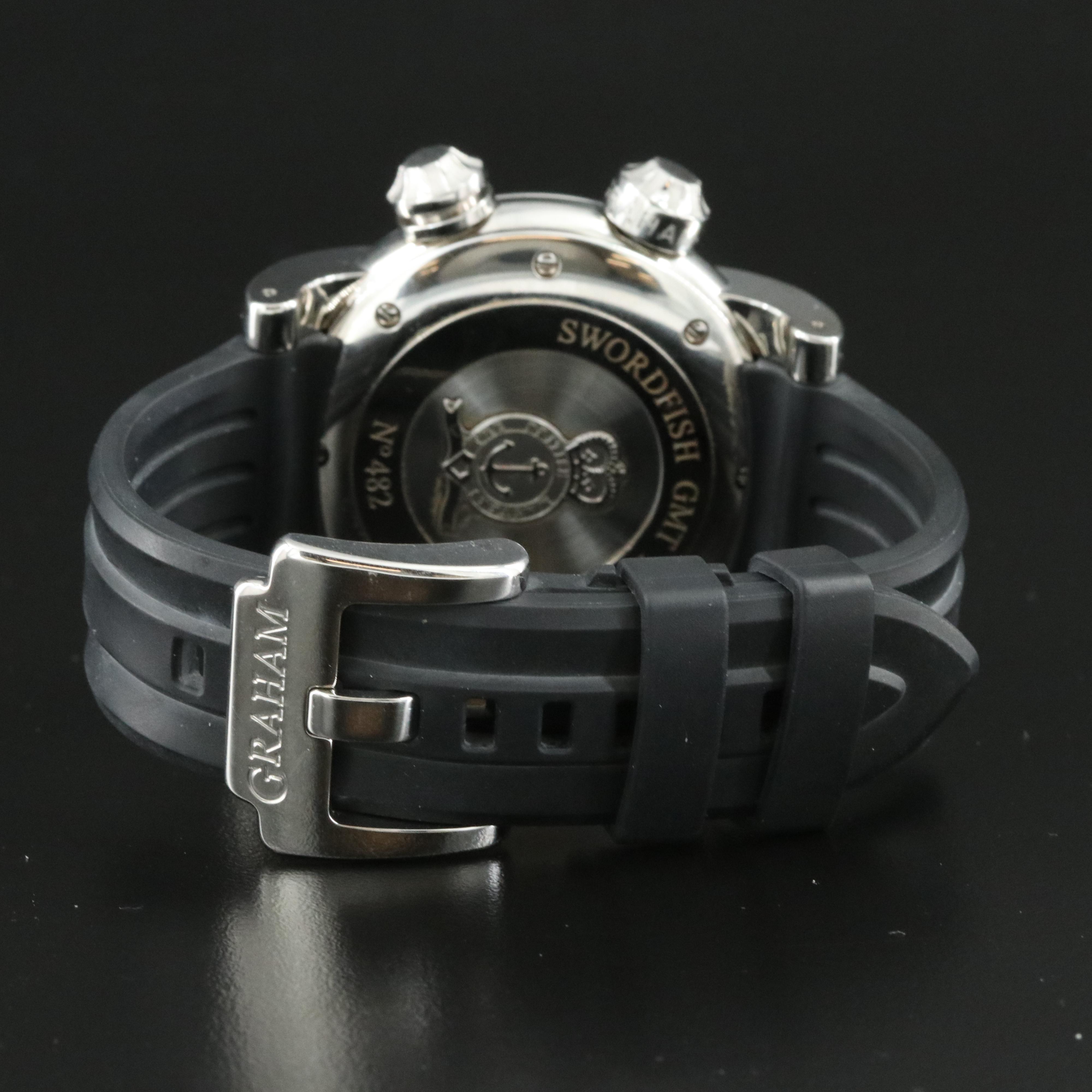Graham Swordfish Grillo Alarm GMT Black 46mm Steel Automatic Watch