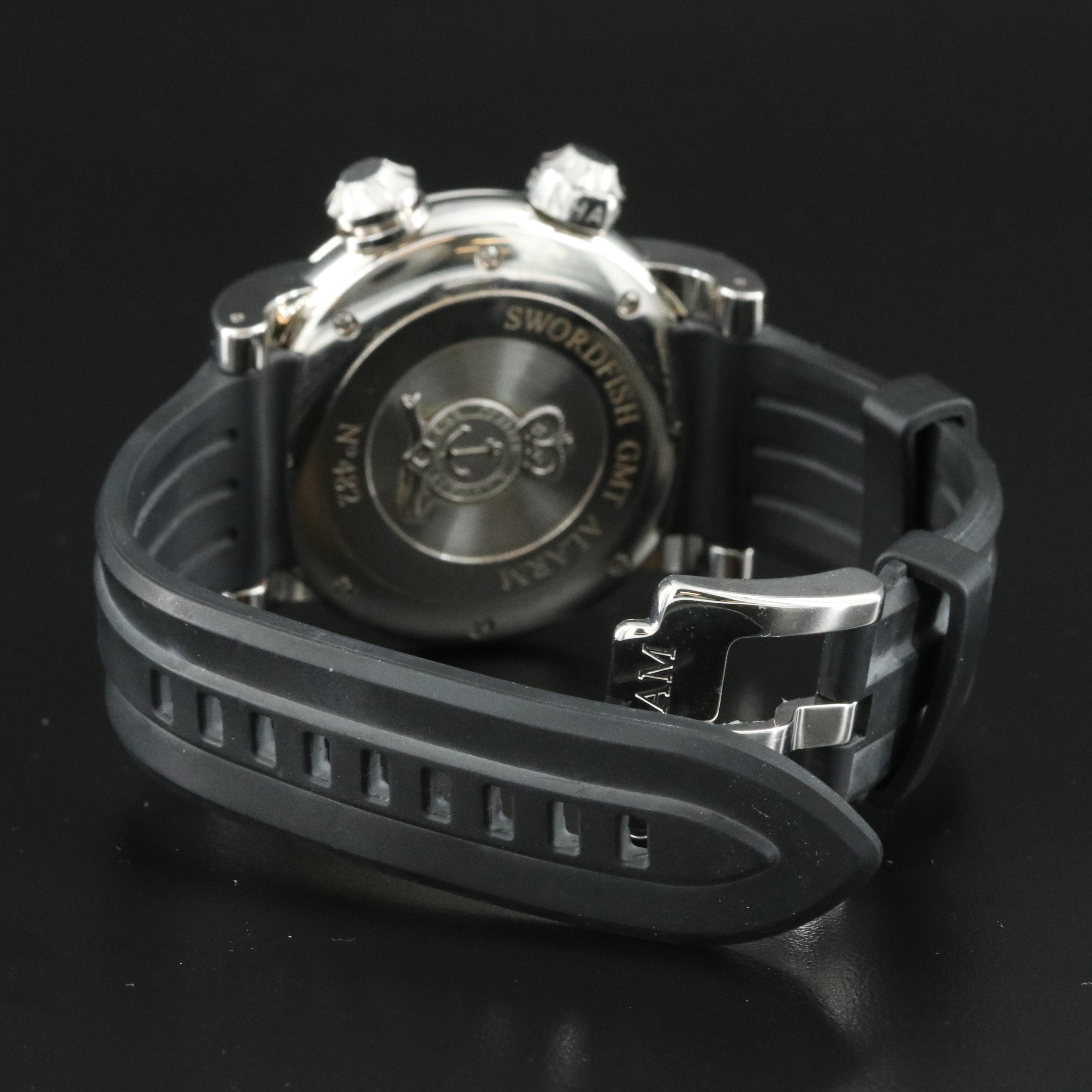 Graham Swordfish Grillo Alarm GMT Black 46mm Steel Automatic Watch