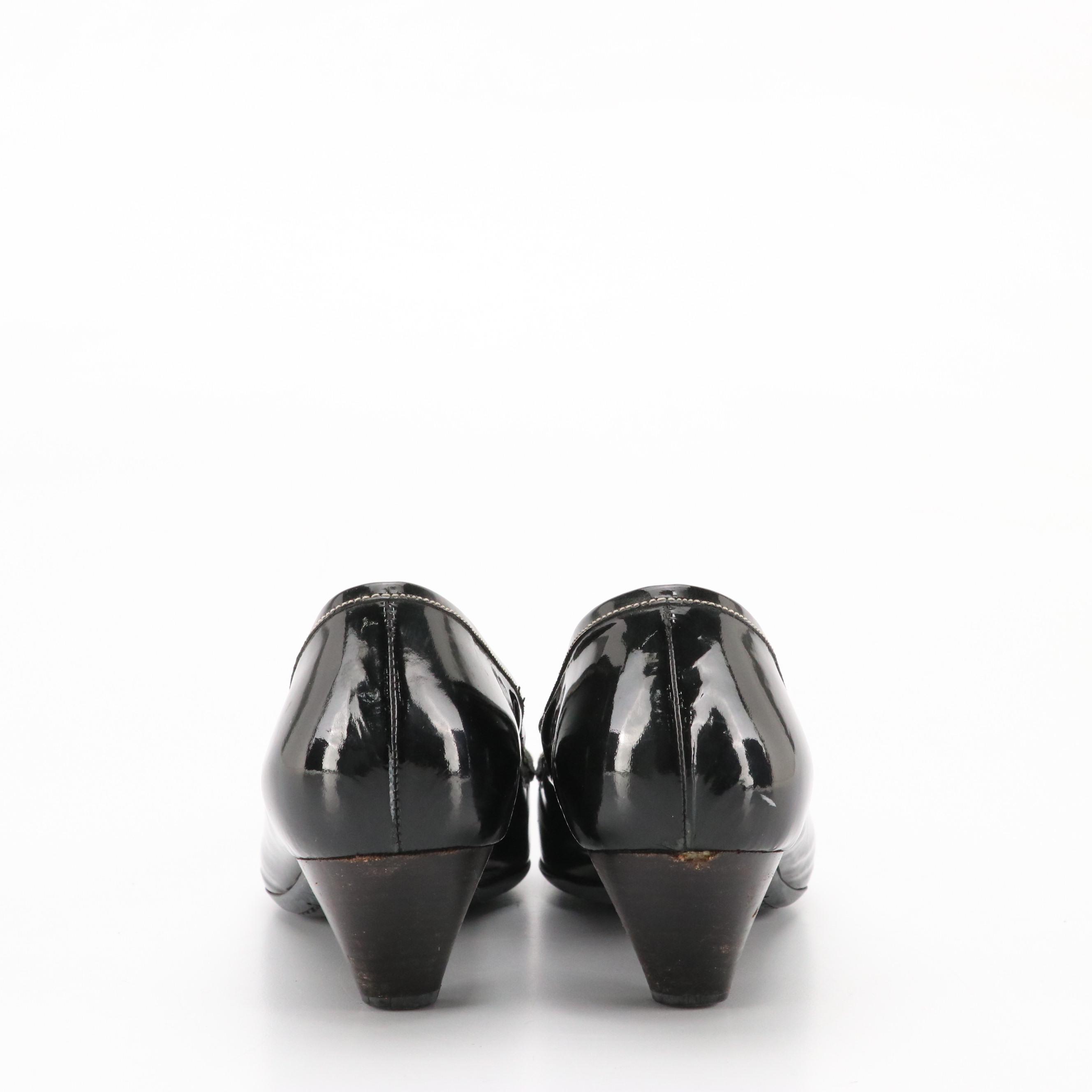 Prada Low-Heeled Loafers in Black Patent Leather