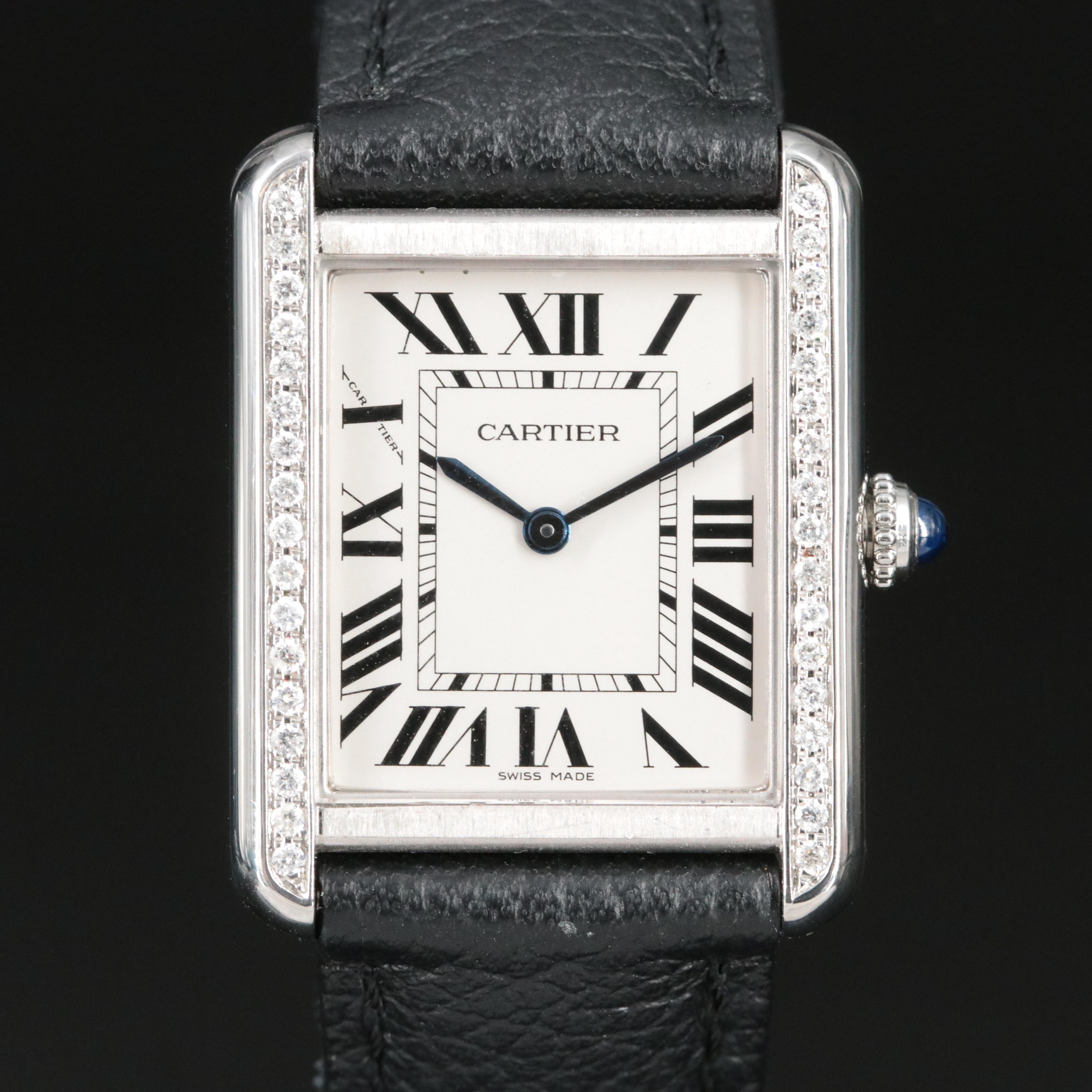 Cartier Tank Solo Diamonds Stainless Steel Quartz Watch