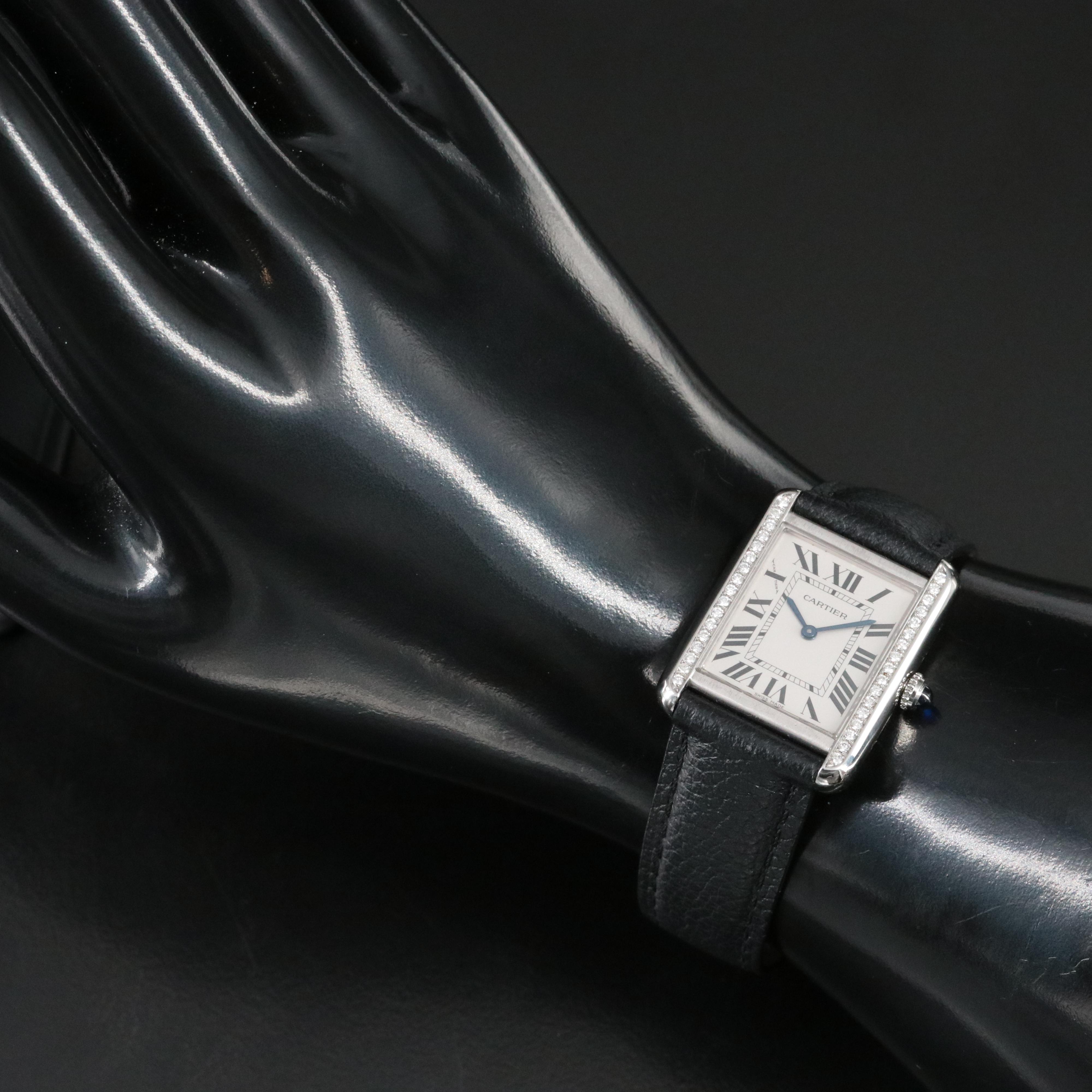 Cartier Tank Solo Diamonds Stainless Steel Quartz Watch