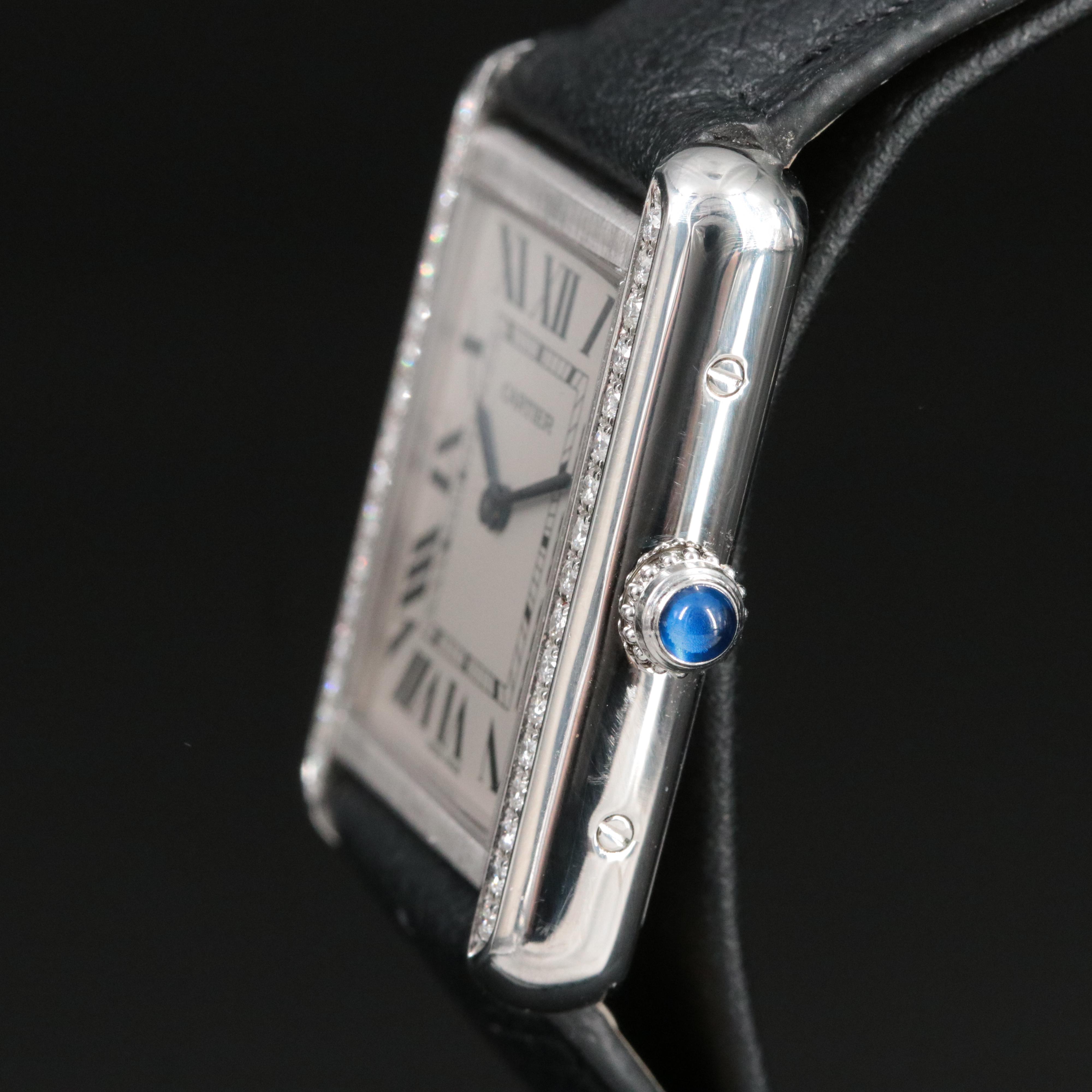 Cartier Tank Solo Diamonds Stainless Steel Quartz Watch