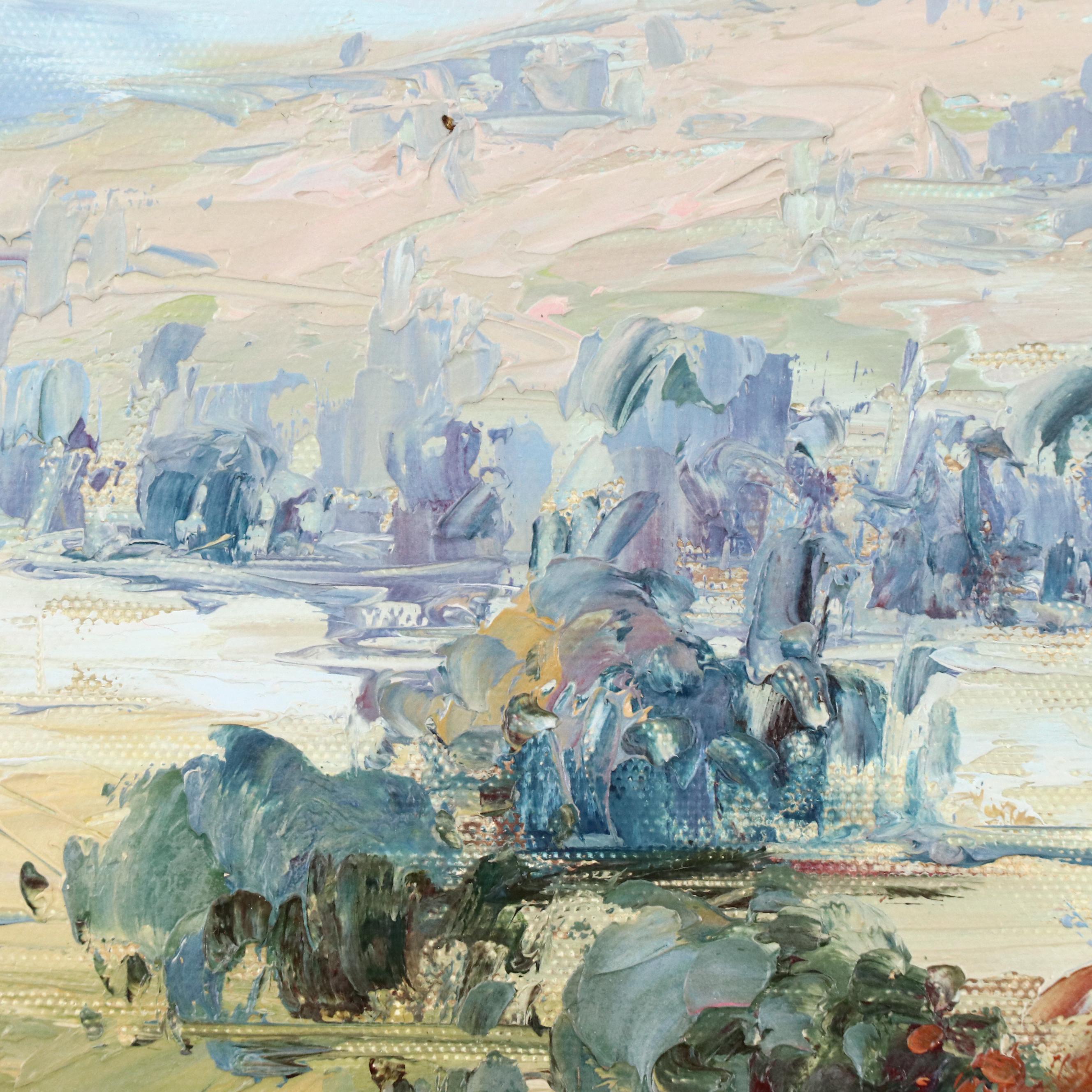 C. Lewis Poppy Field Landscape Oil Painting