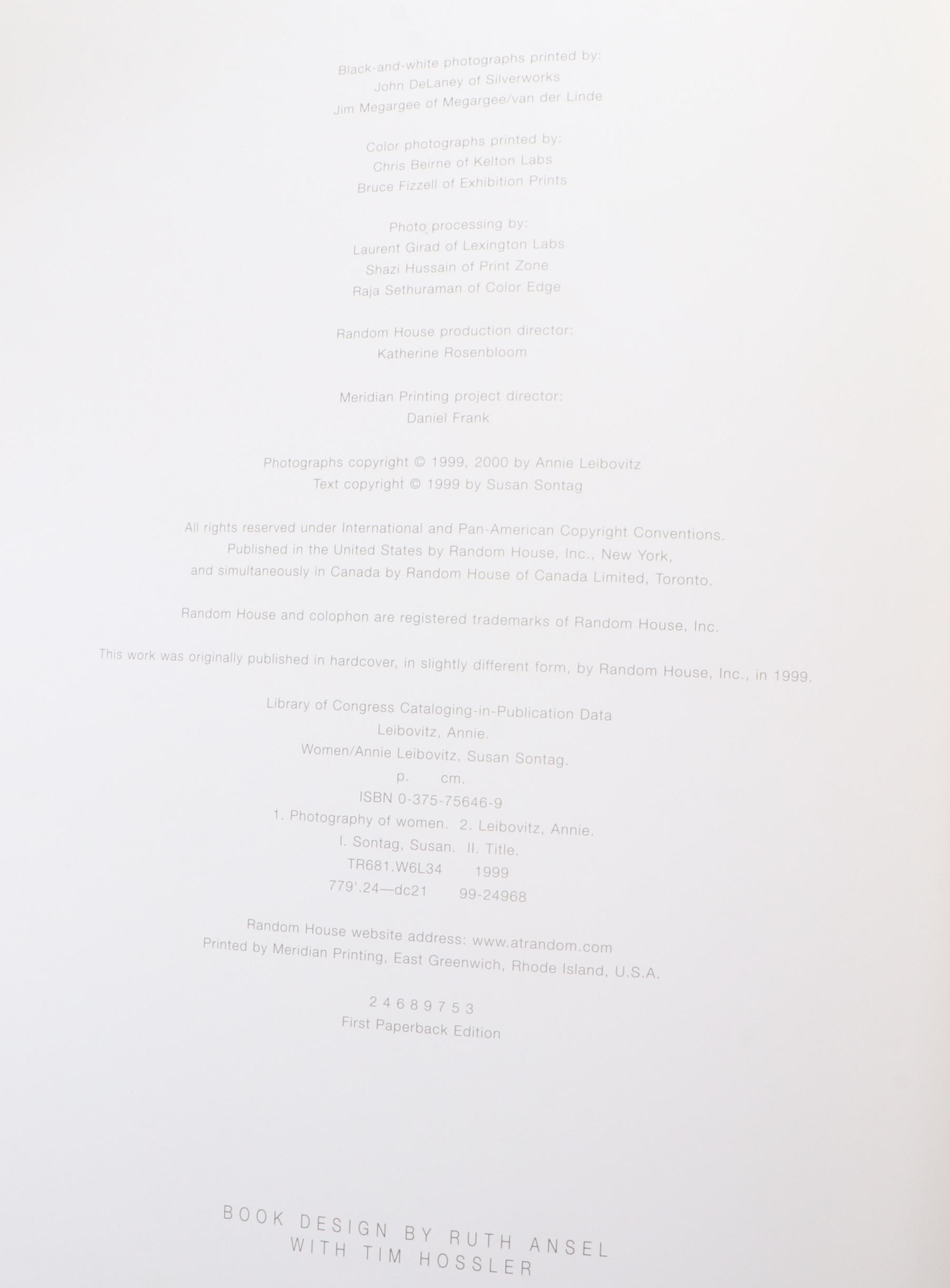 Signed First Paperback Edition "Women" By Annie Leibovitz and Susan Sontag