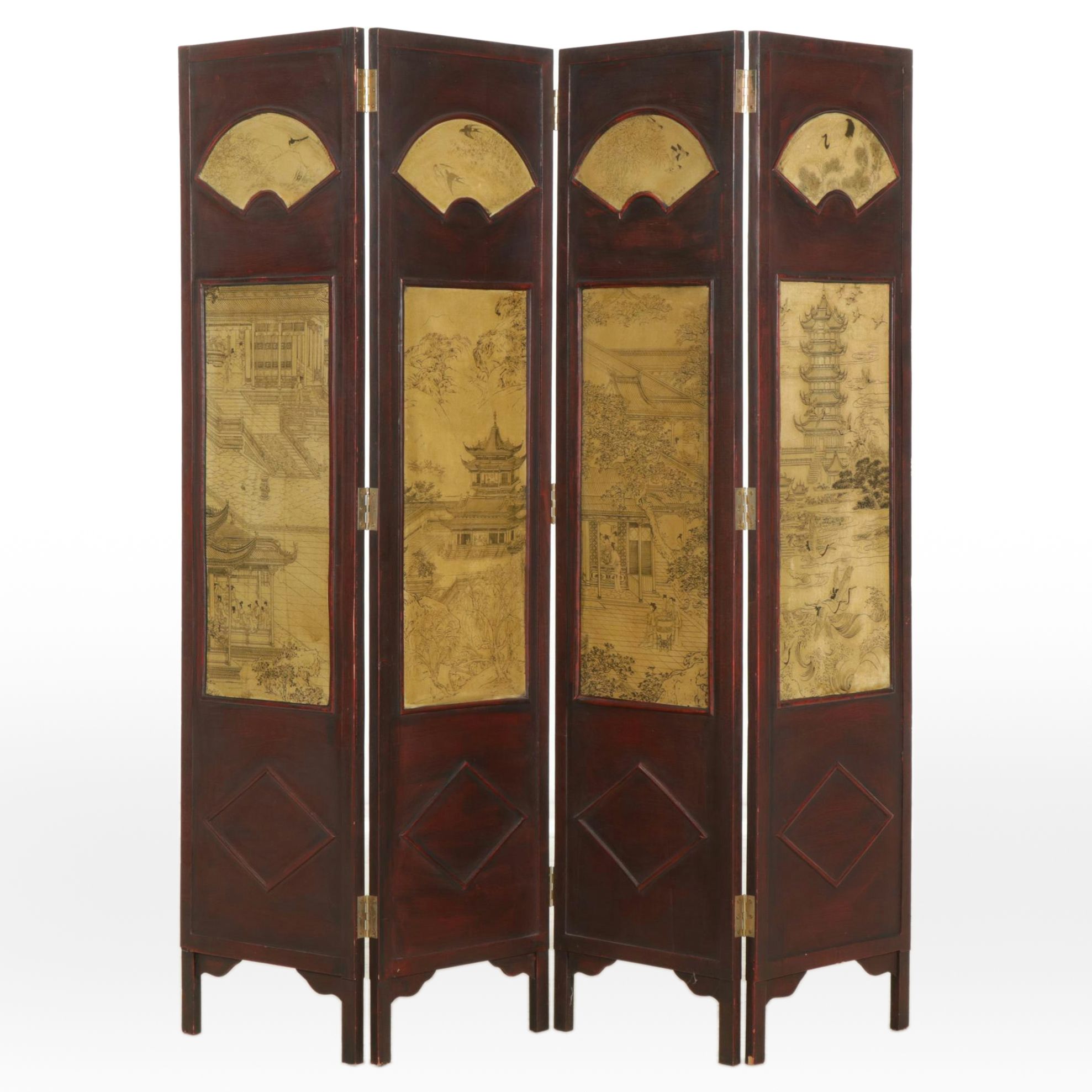 Chinese Style Four  Panel Room Screen, Late 20th to 21st Century