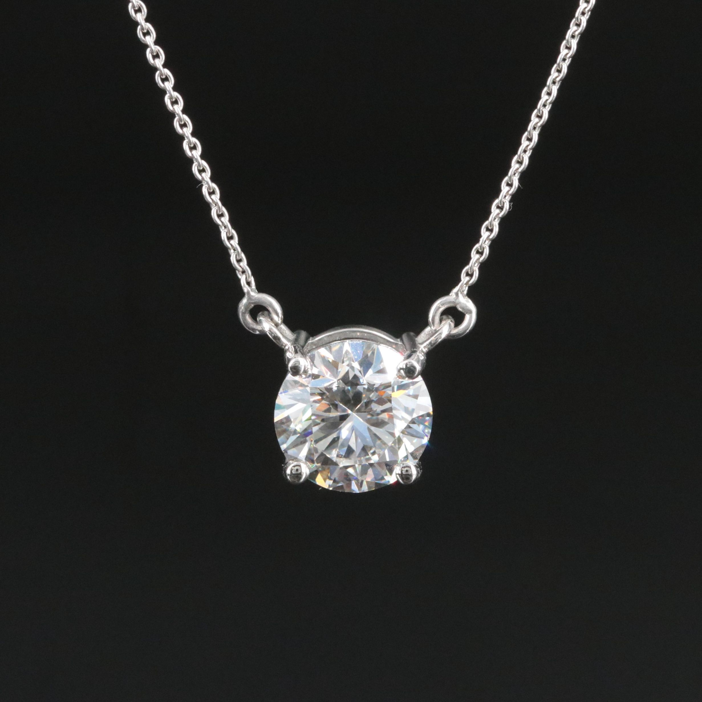 Platinum 3.08 CT Lab Grown Diamond Solitaire Necklace with IGI Report