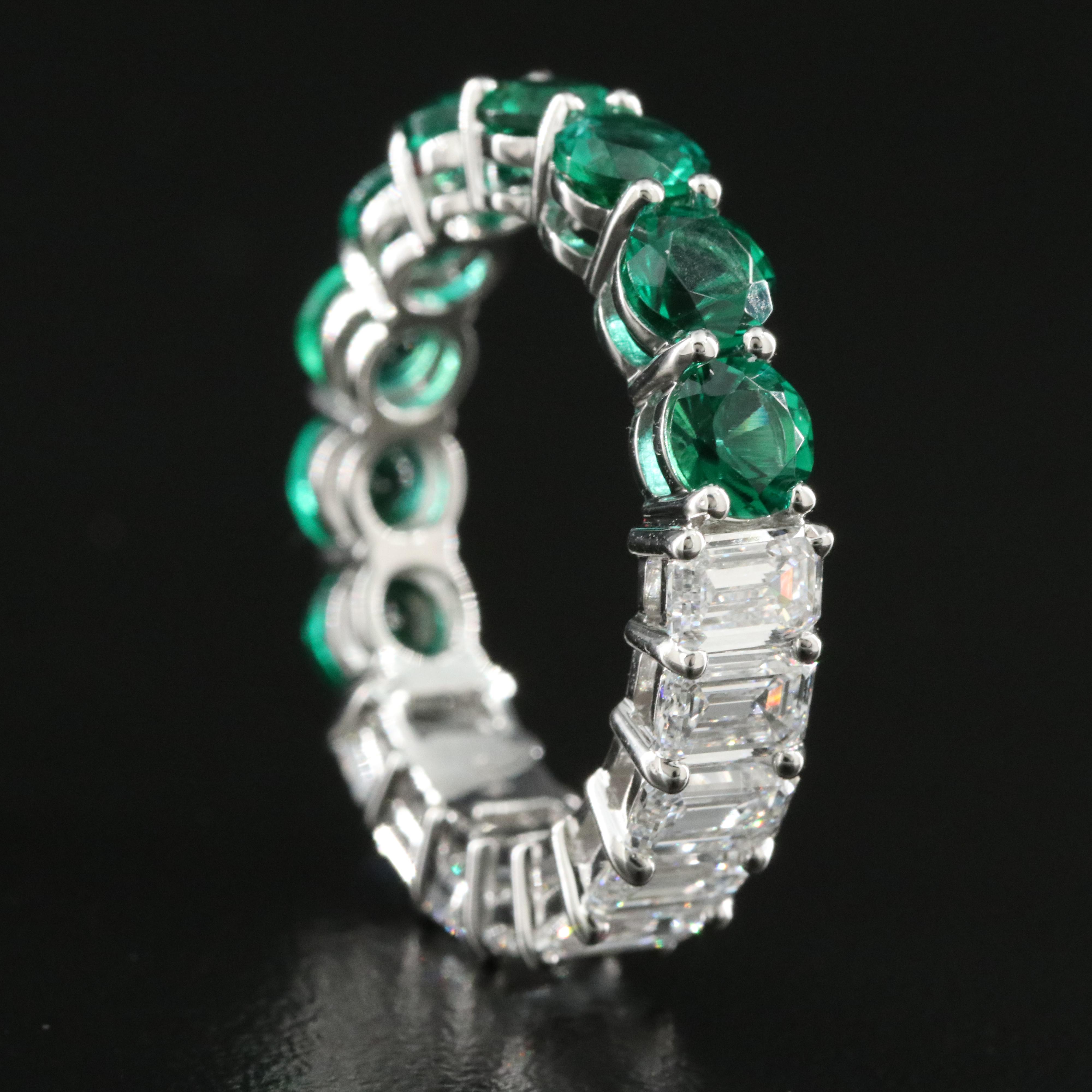 14K Lab Grown Diamond and Emerald Reversible Eternity Band