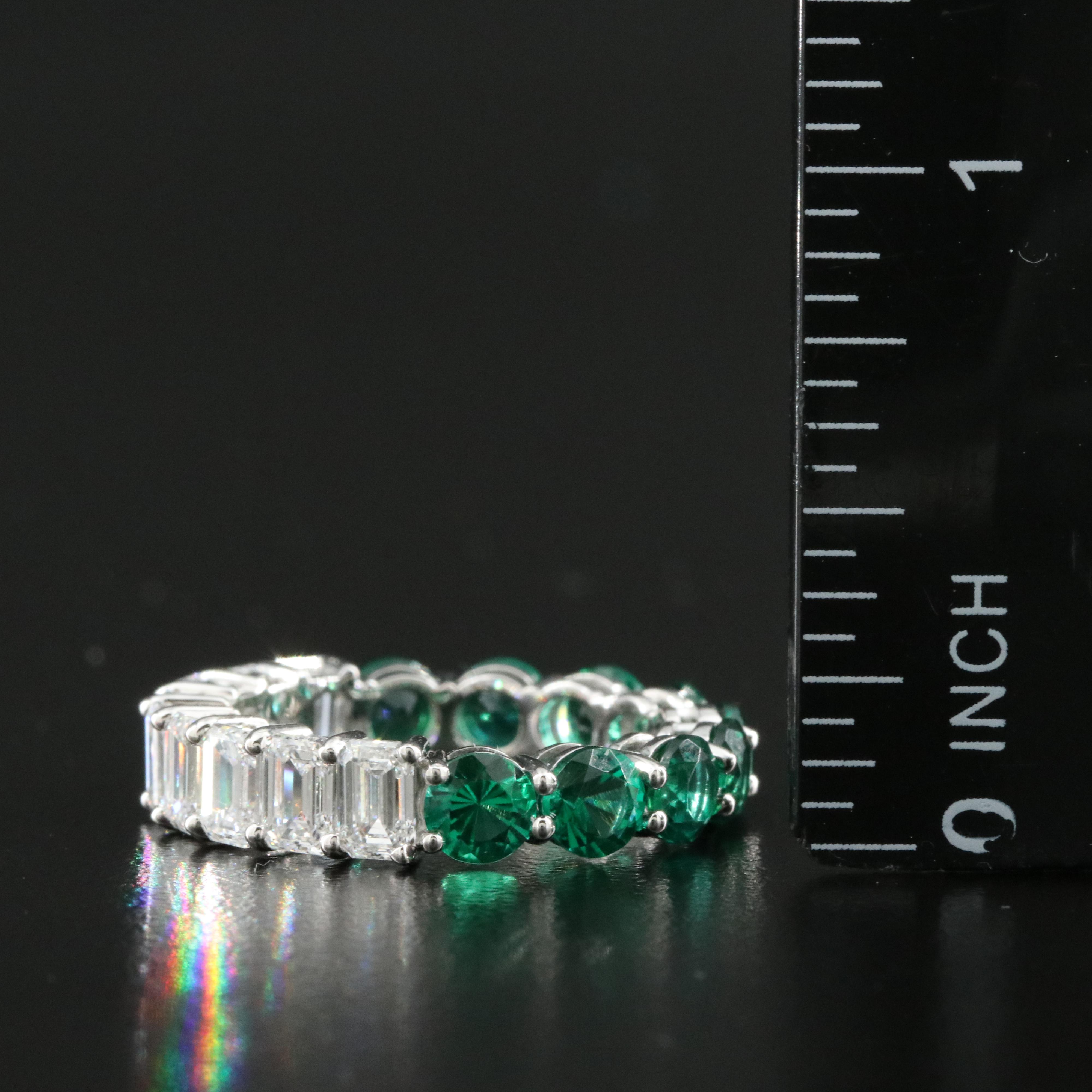 14K Lab Grown Diamond and Emerald Reversible Eternity Band