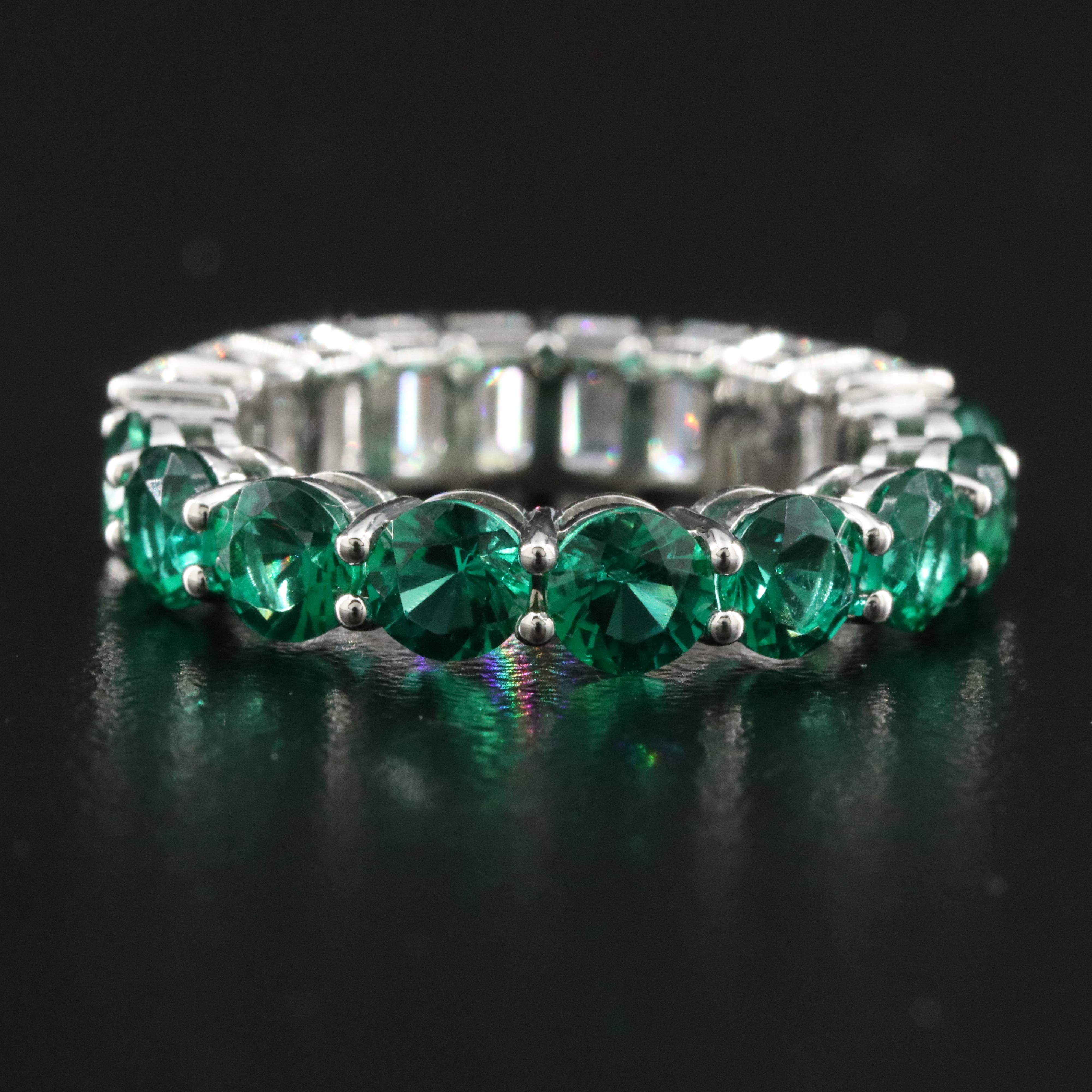 14K Lab Grown Diamond and Emerald Reversible Eternity Band
