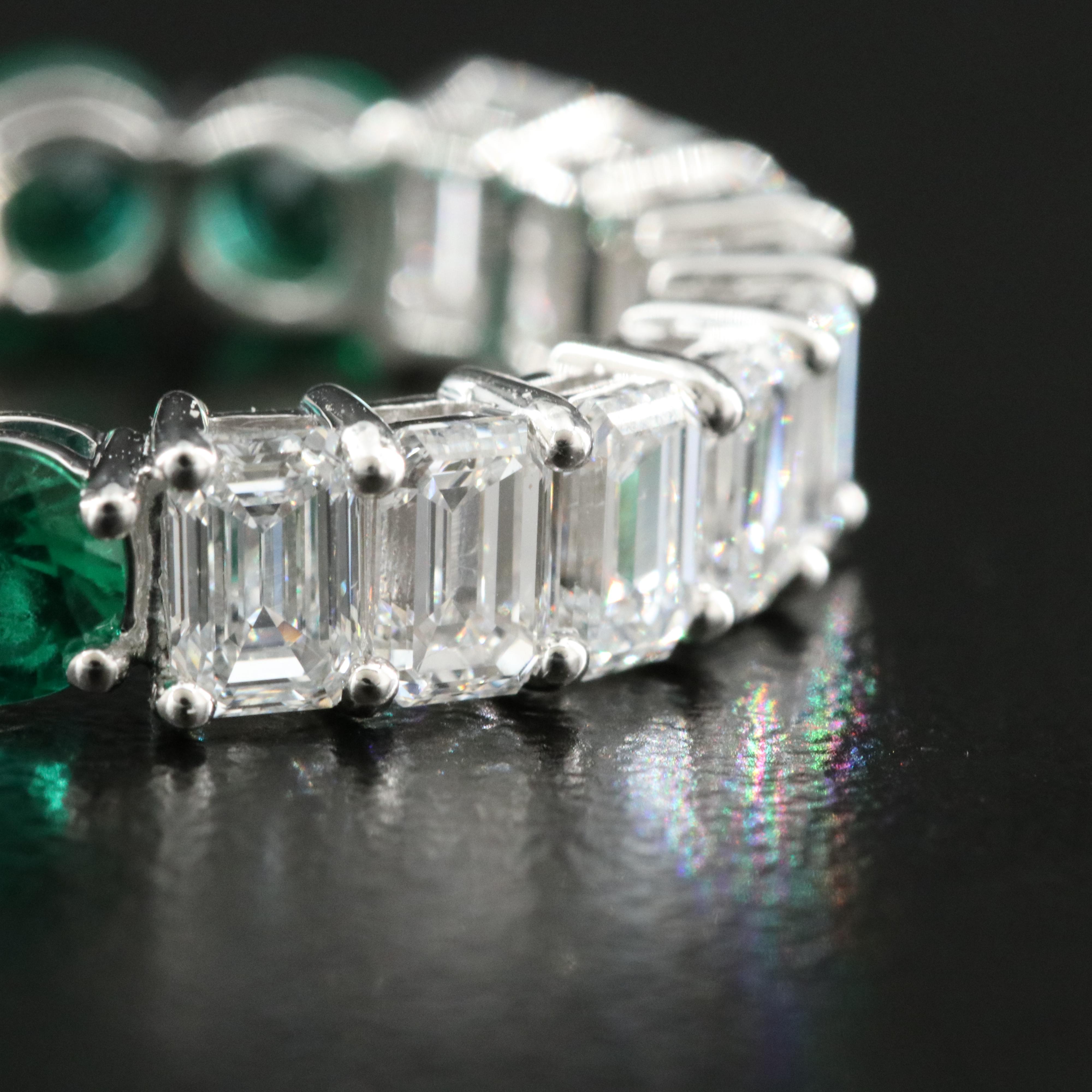 14K Lab Grown Diamond and Emerald Reversible Eternity Band