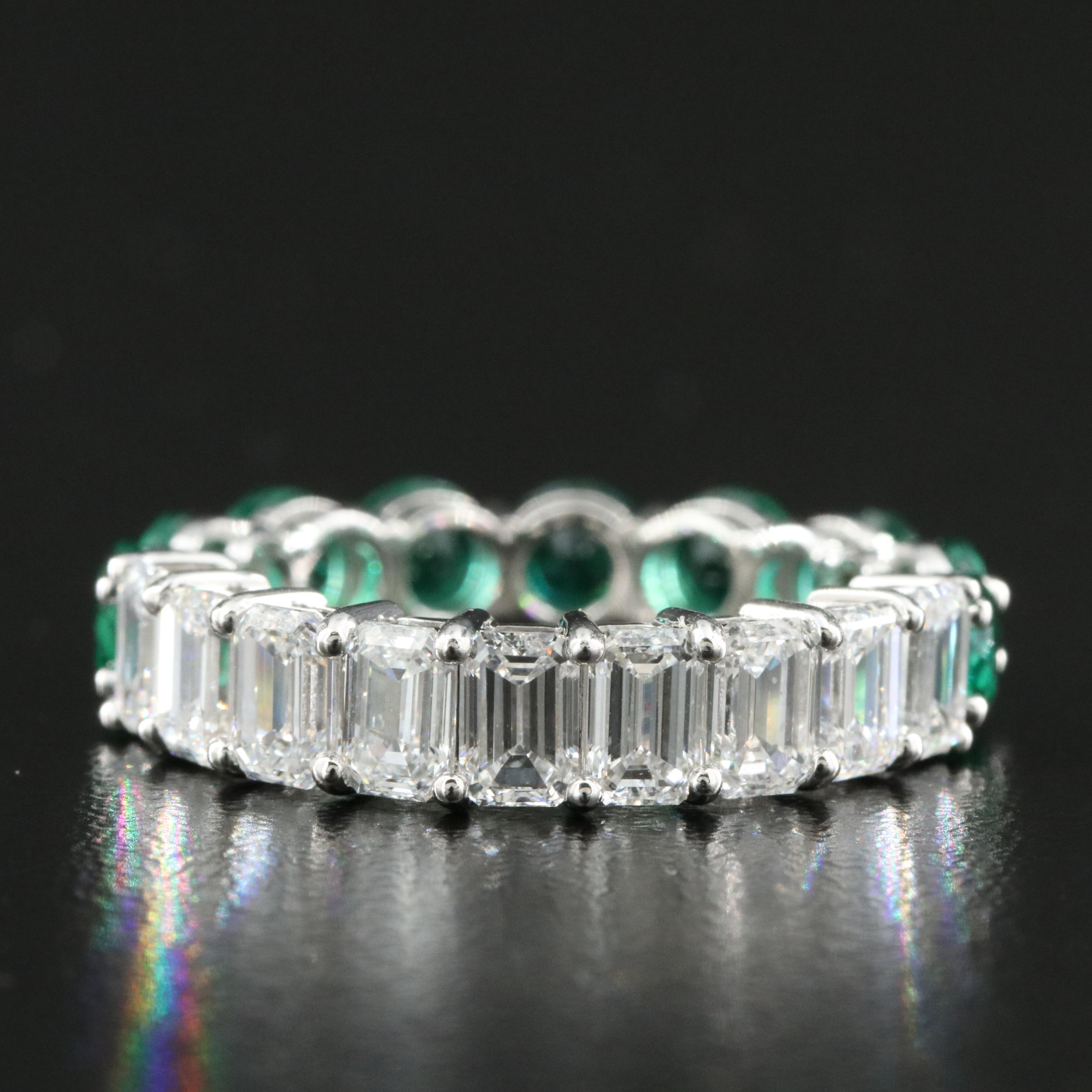 14K Lab Grown Diamond and Emerald Reversible Eternity Band