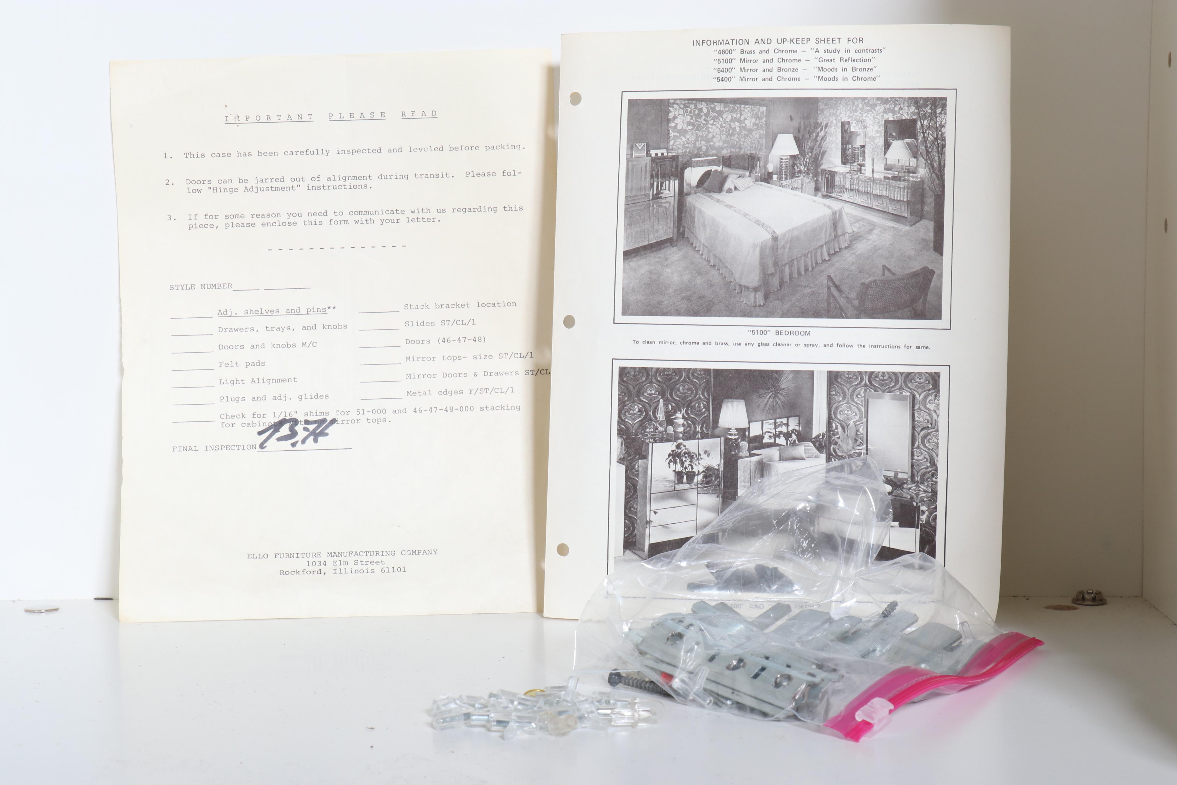 Ello Furniture Mid Century Modern Lacquered Glass and Chrome Cabinets