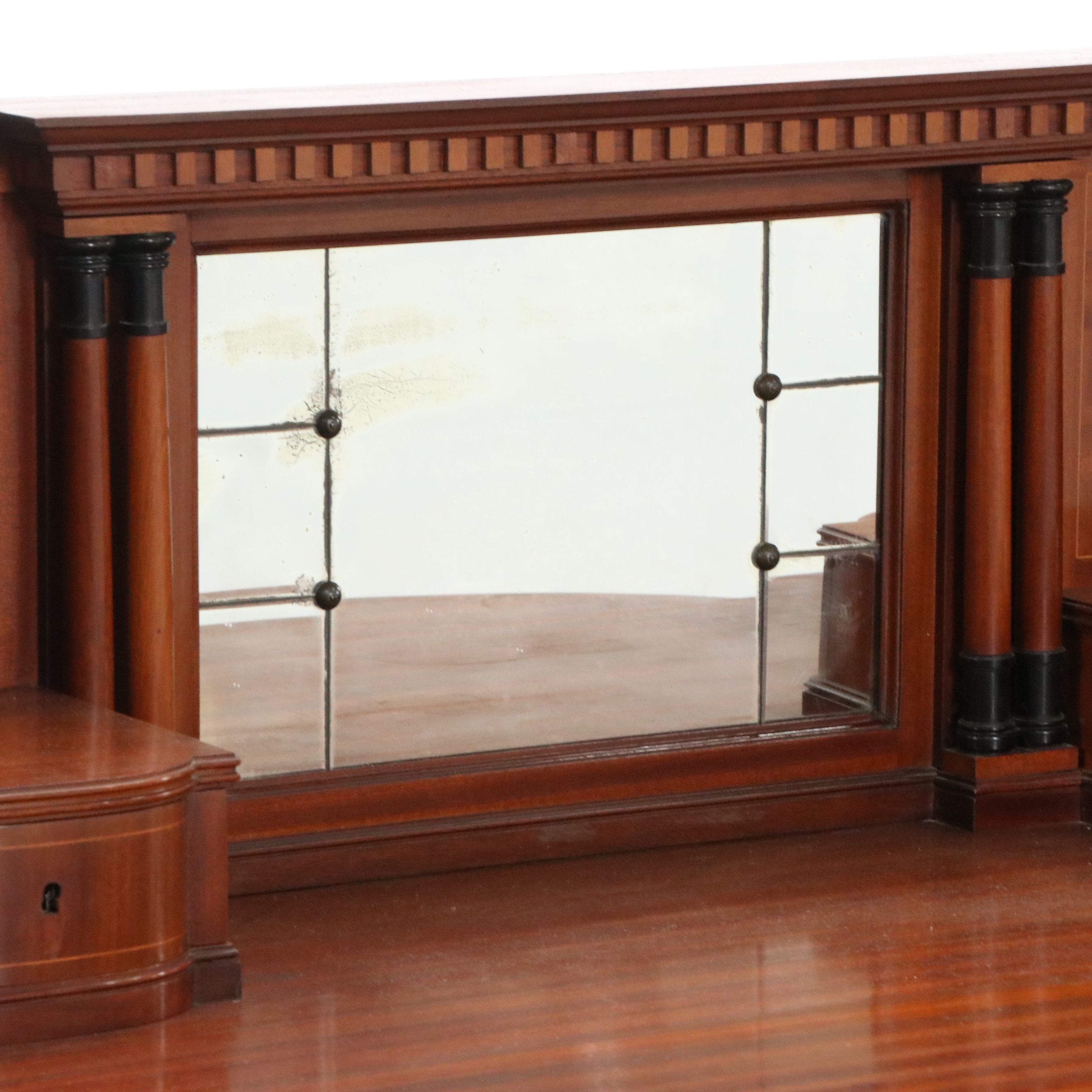 J. Groschkus Mahogany Dressing Table and Chair w/ MOP, Ebony, Satinwood Inlays