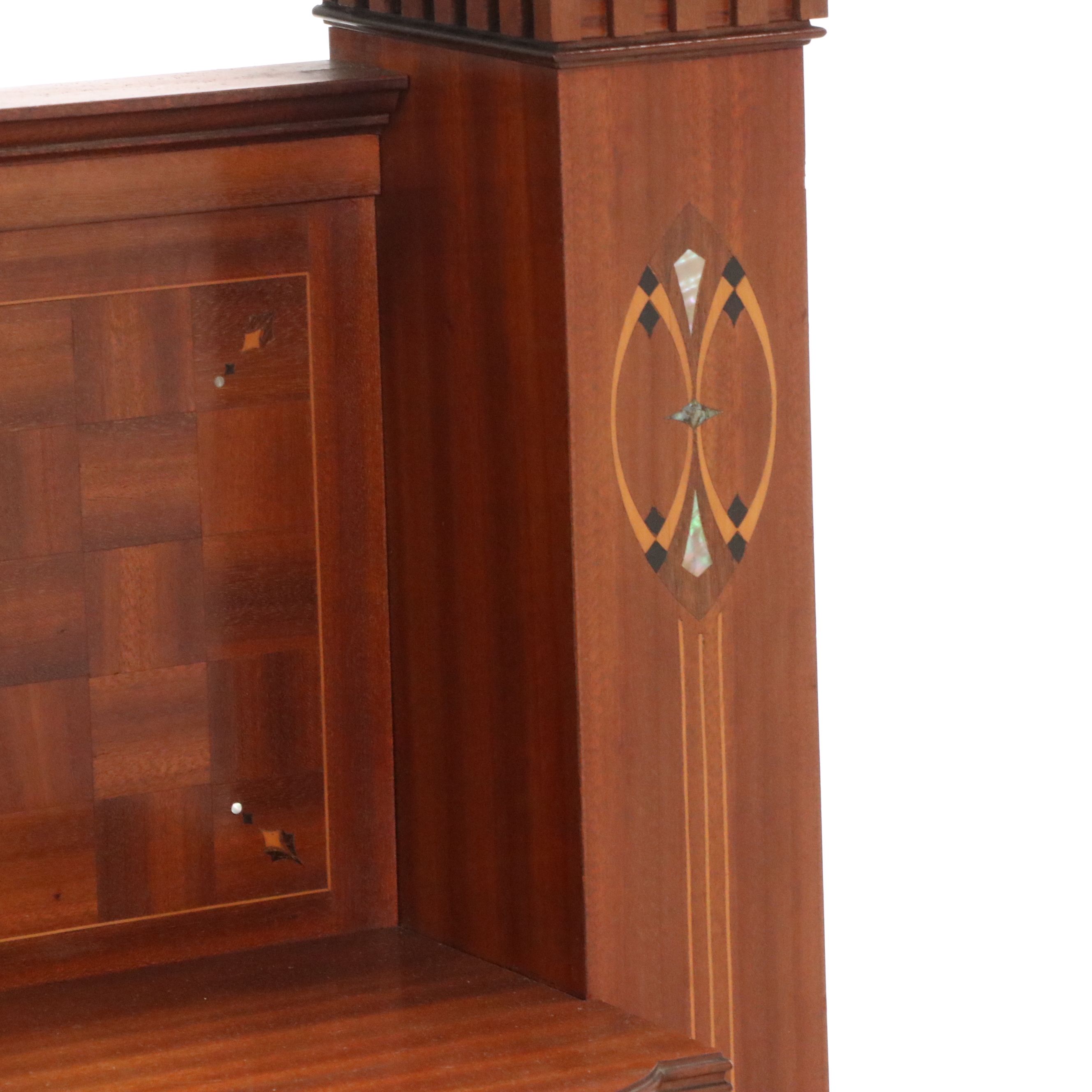 J. Groschkus Mahogany Dressing Table and Chair w/ MOP, Ebony, Satinwood Inlays