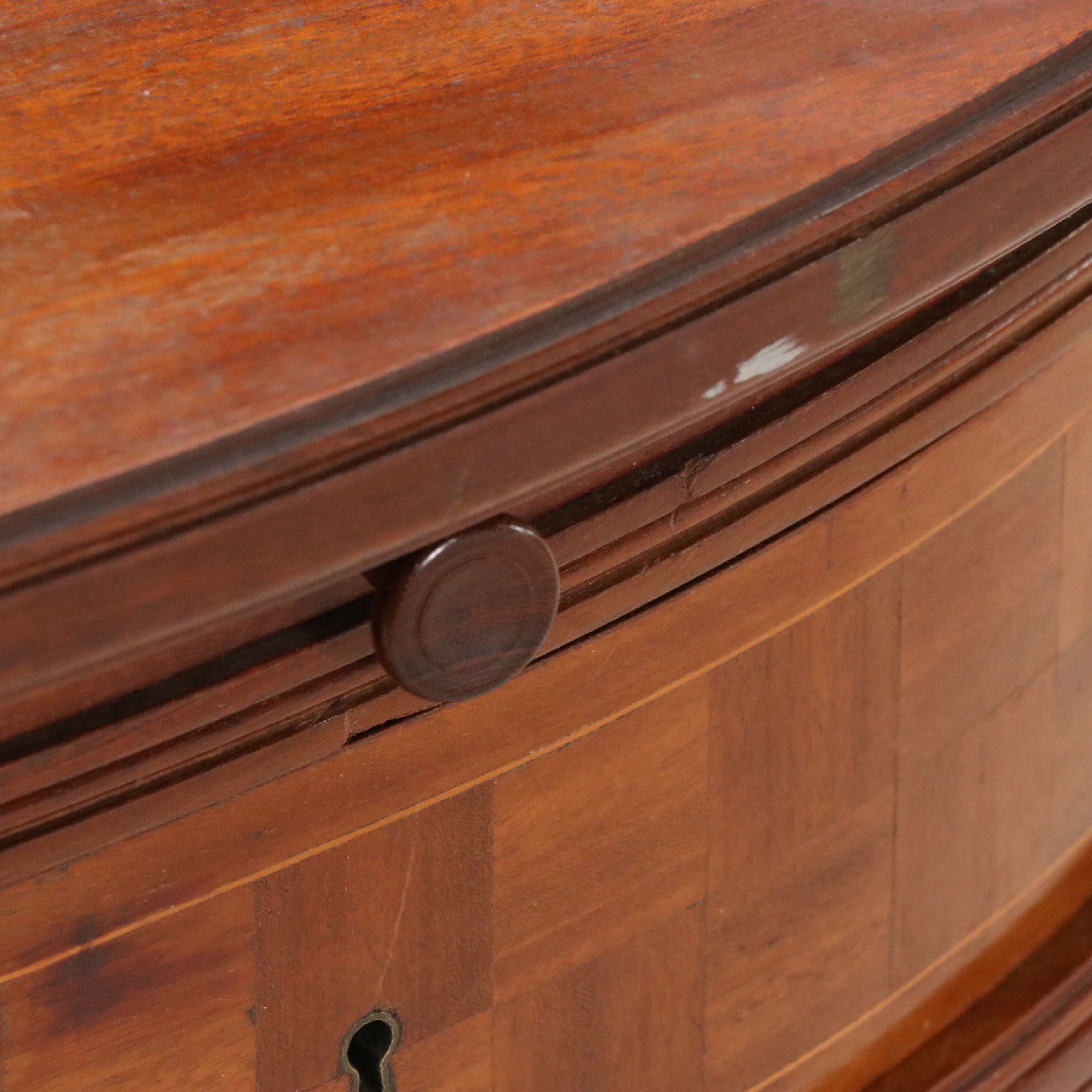 J. Groschkus Mahogany Dressing Table and Chair w/ MOP, Ebony, Satinwood Inlays