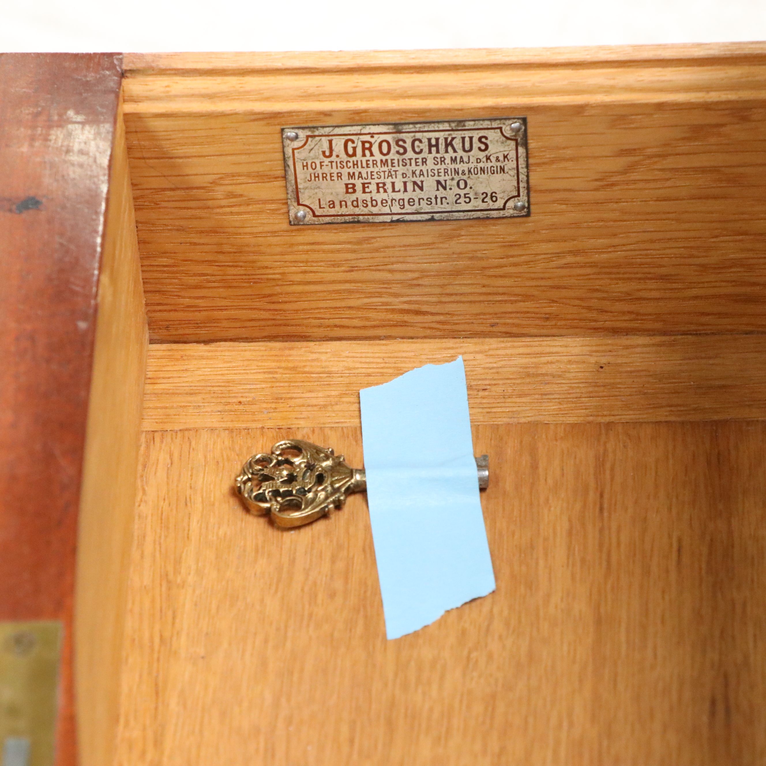 J. Groschkus Mahogany Dressing Table and Chair w/ MOP, Ebony, Satinwood Inlays